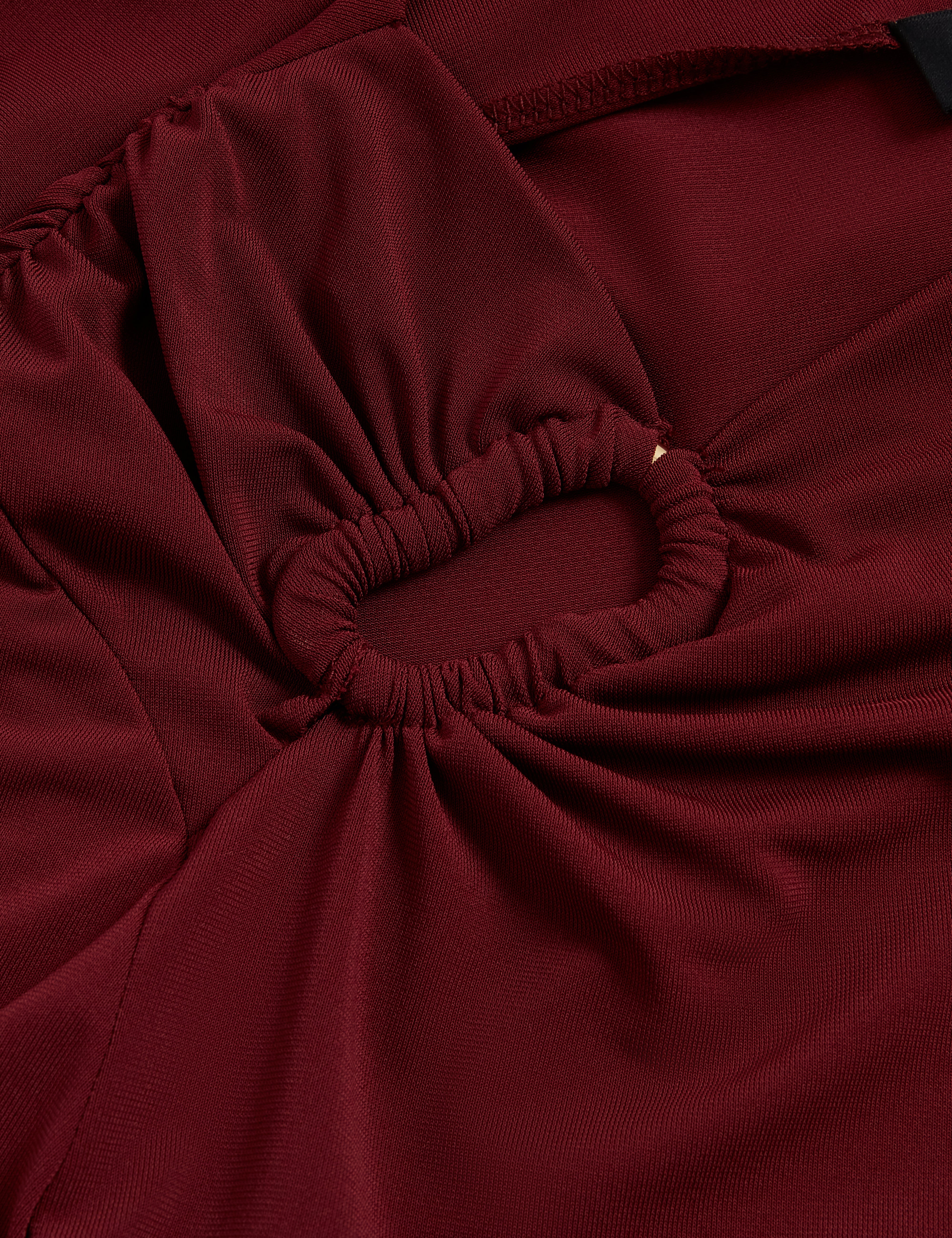 Strala Long Sleeve Ruched Top With Metal Detail Oxblood