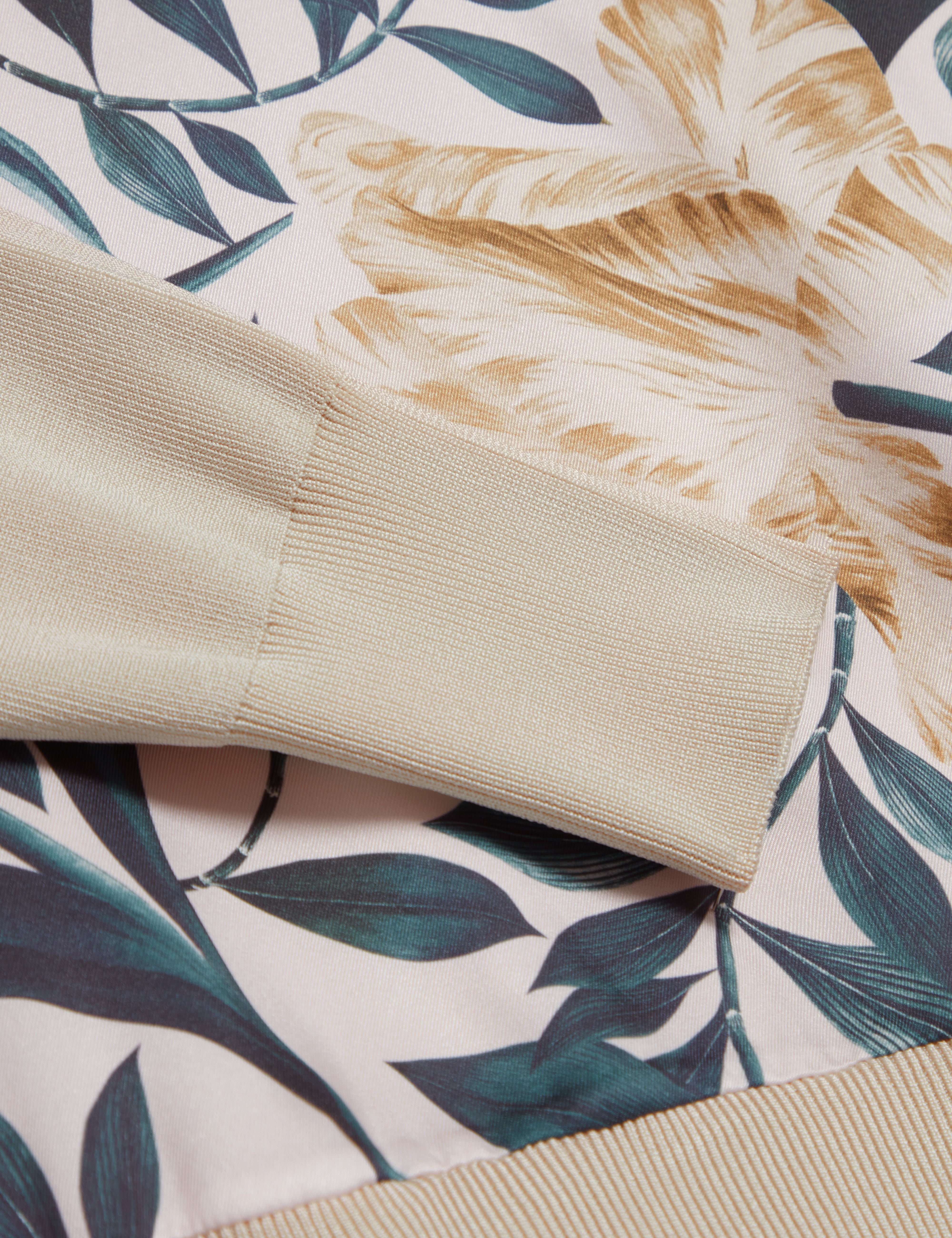 Merrni Printed Woven Front Knit Top Ivory