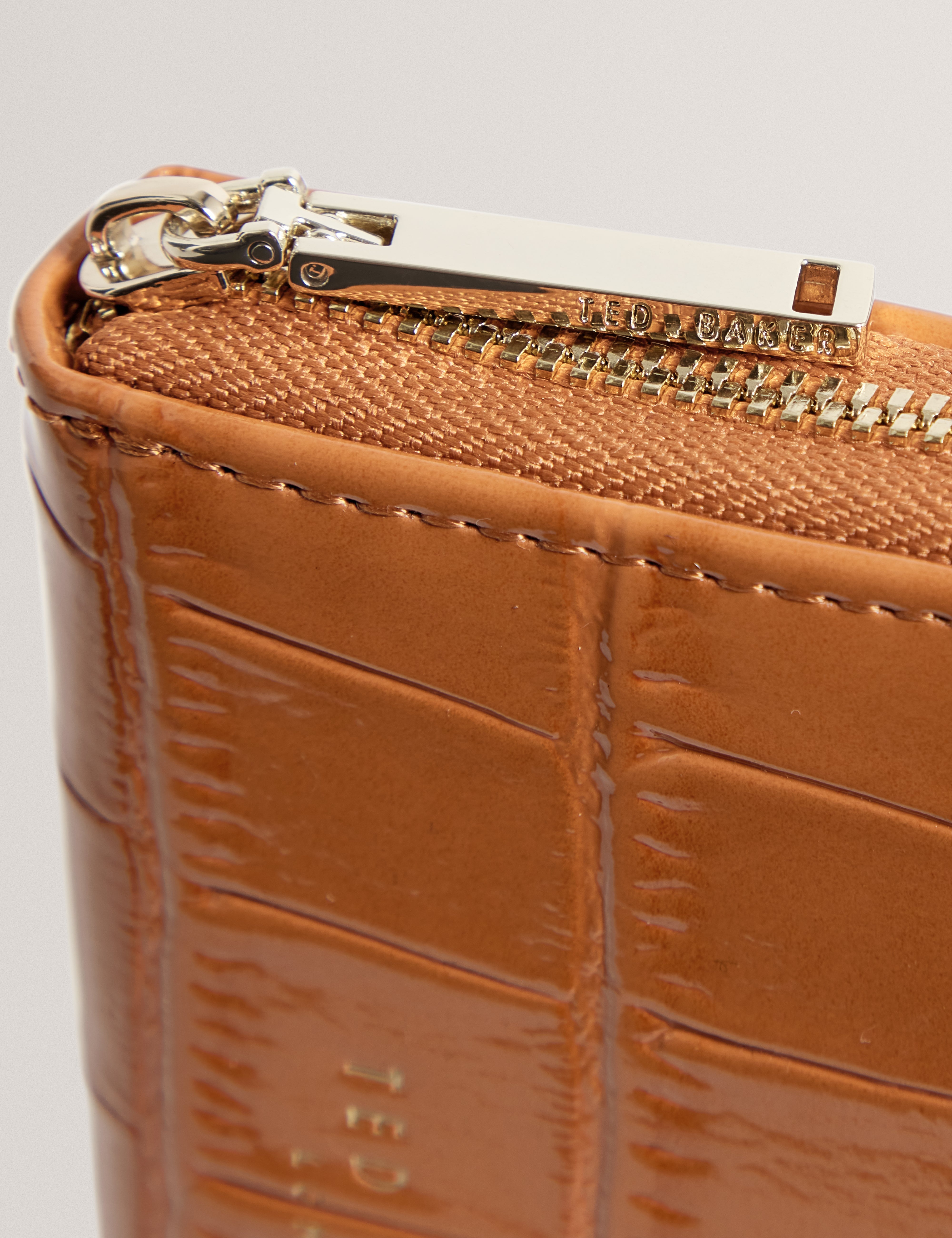 Varlee Croc Effect Small Zip Around Wallet Tan