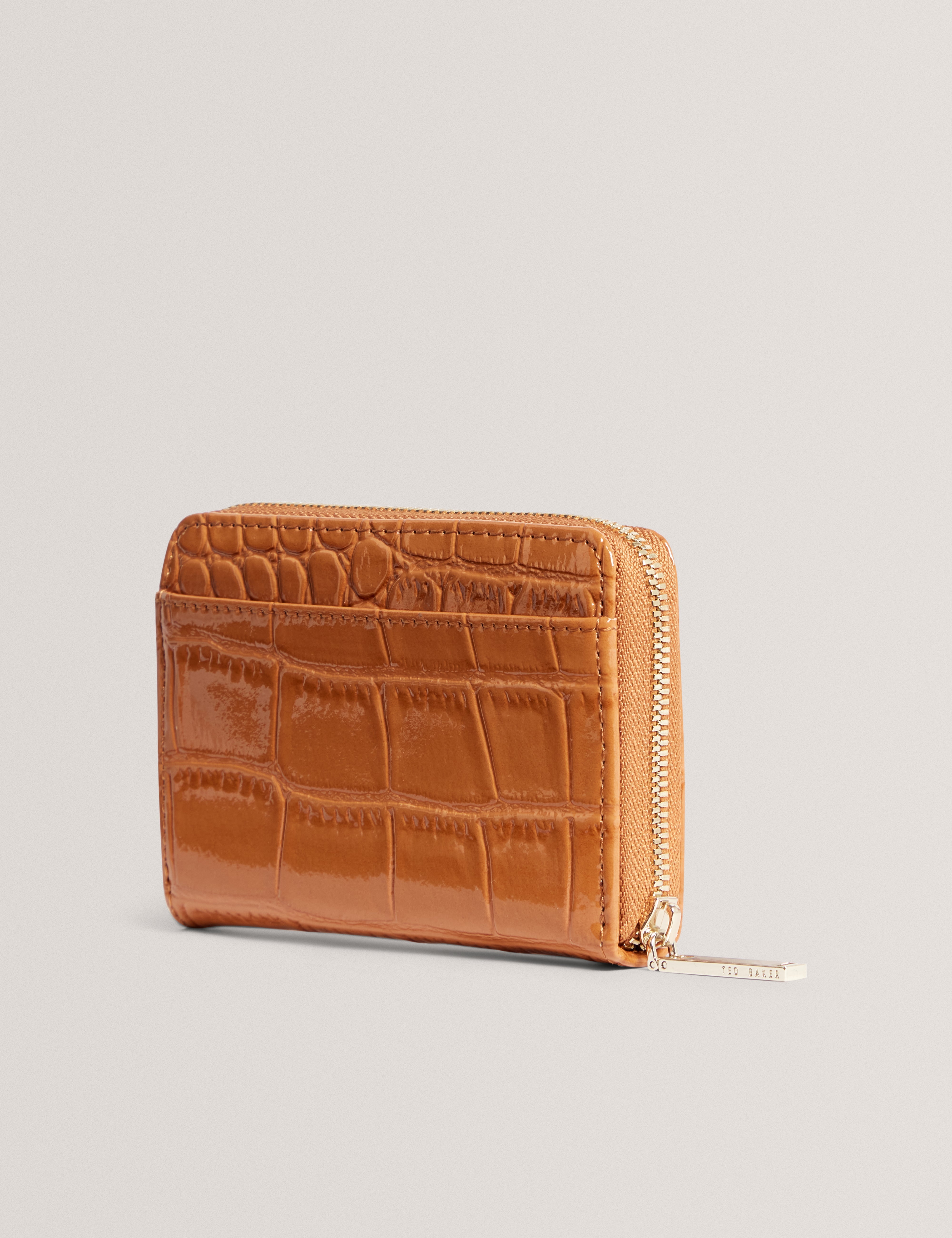Varlee Croc Effect Small Zip Around Wallet Tan