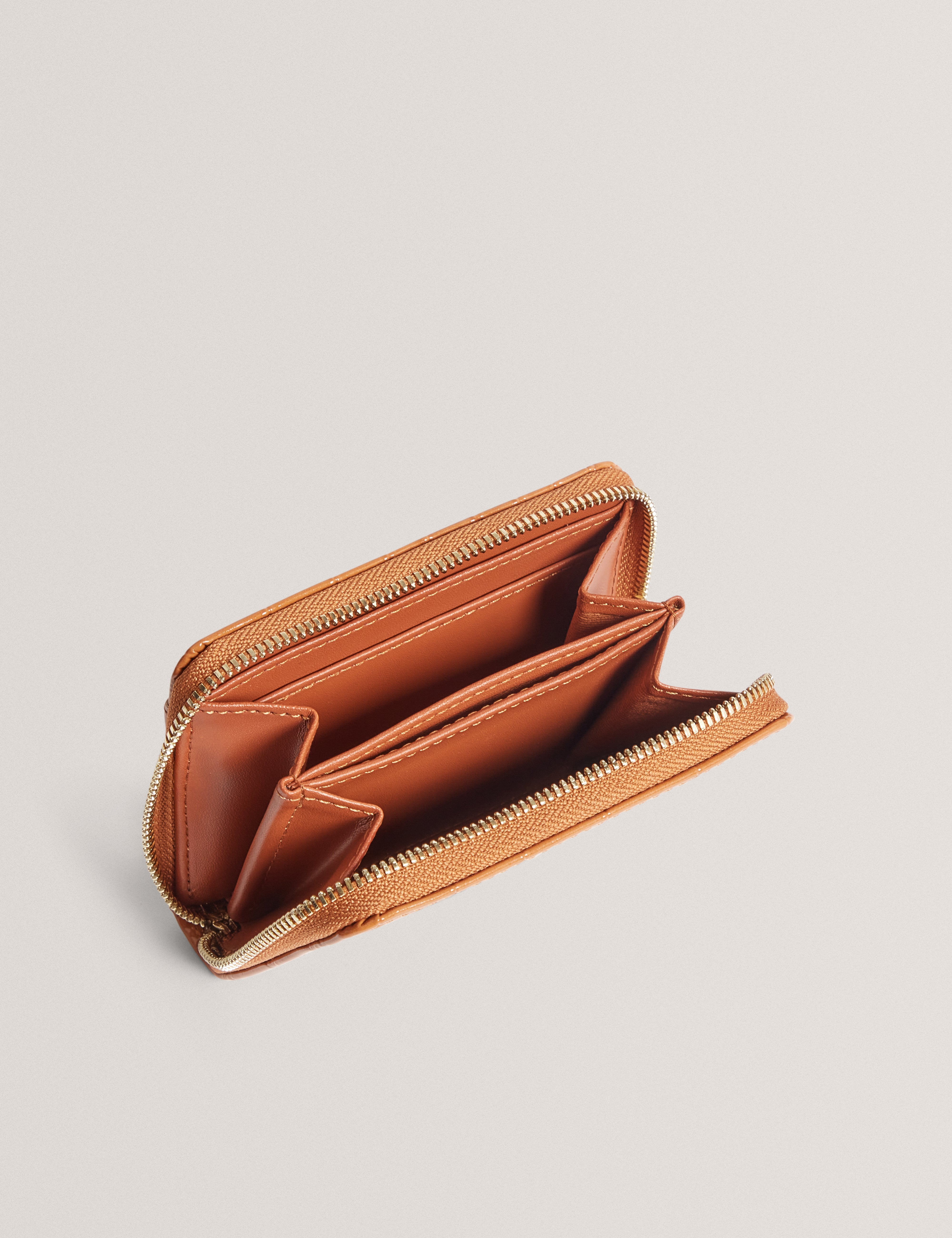 Varlee Croc Effect Small Zip Around Wallet Tan