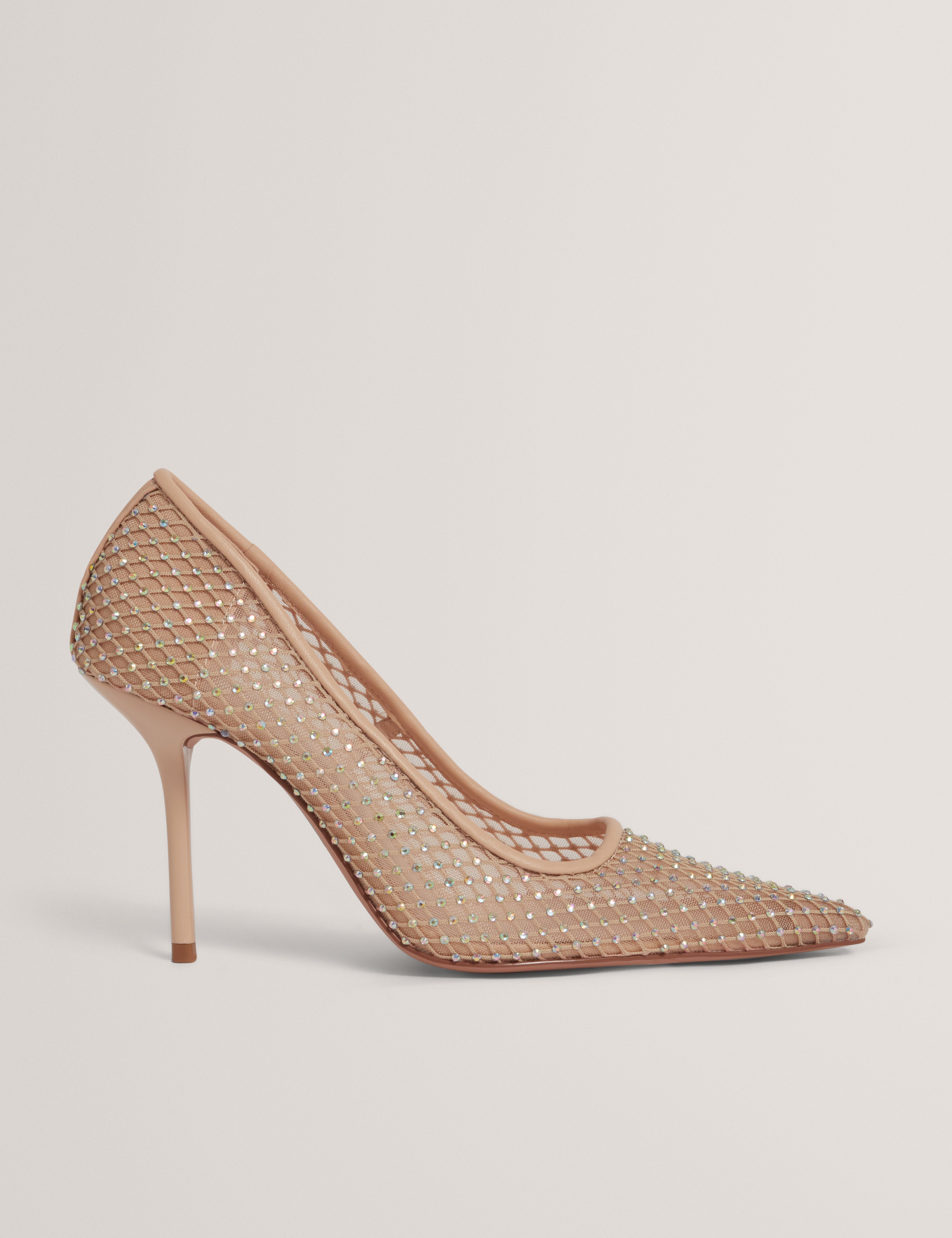 Criista Crystal Mesh Heel Shoe Nude