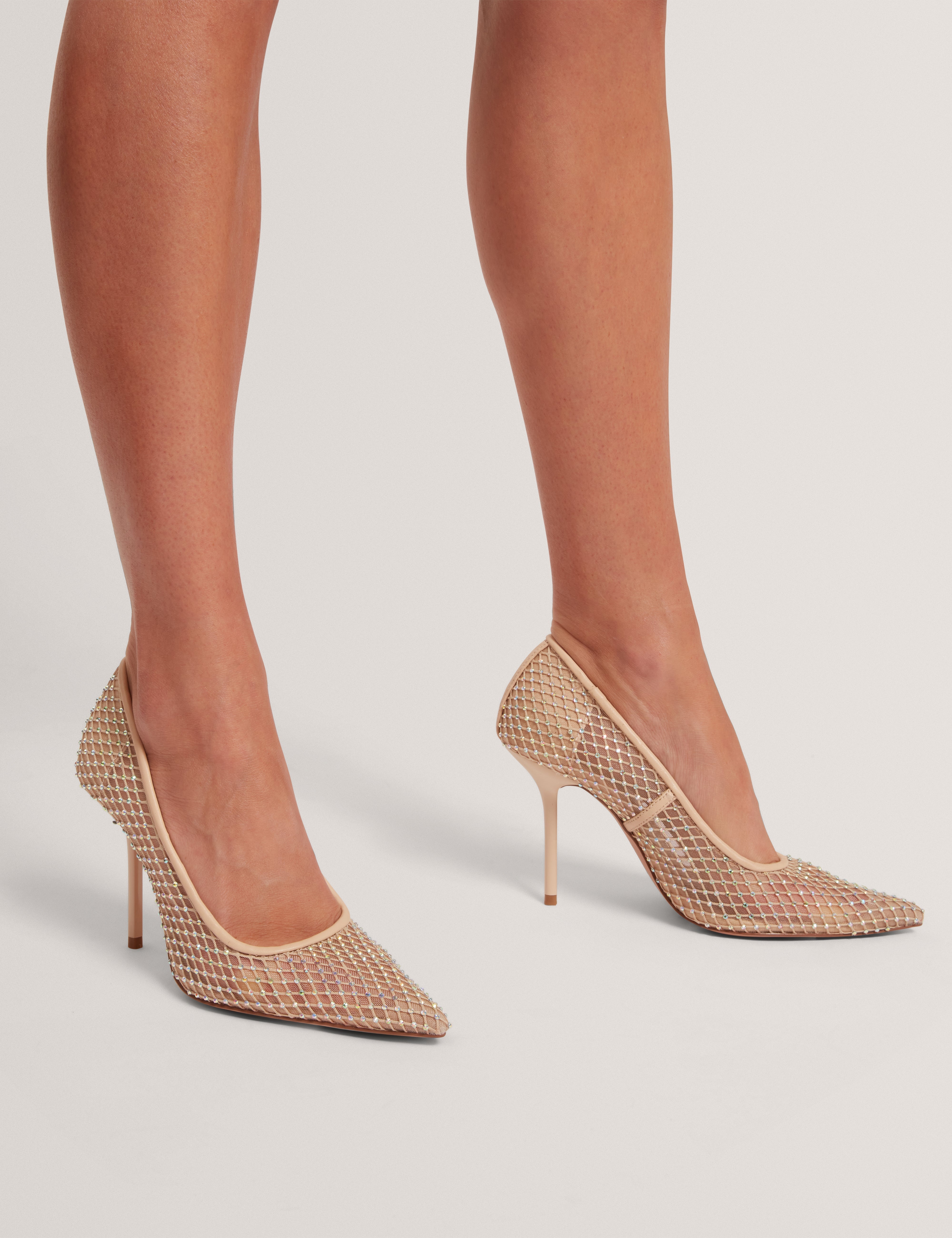 Criista Crystal Mesh Heel Shoe Nude