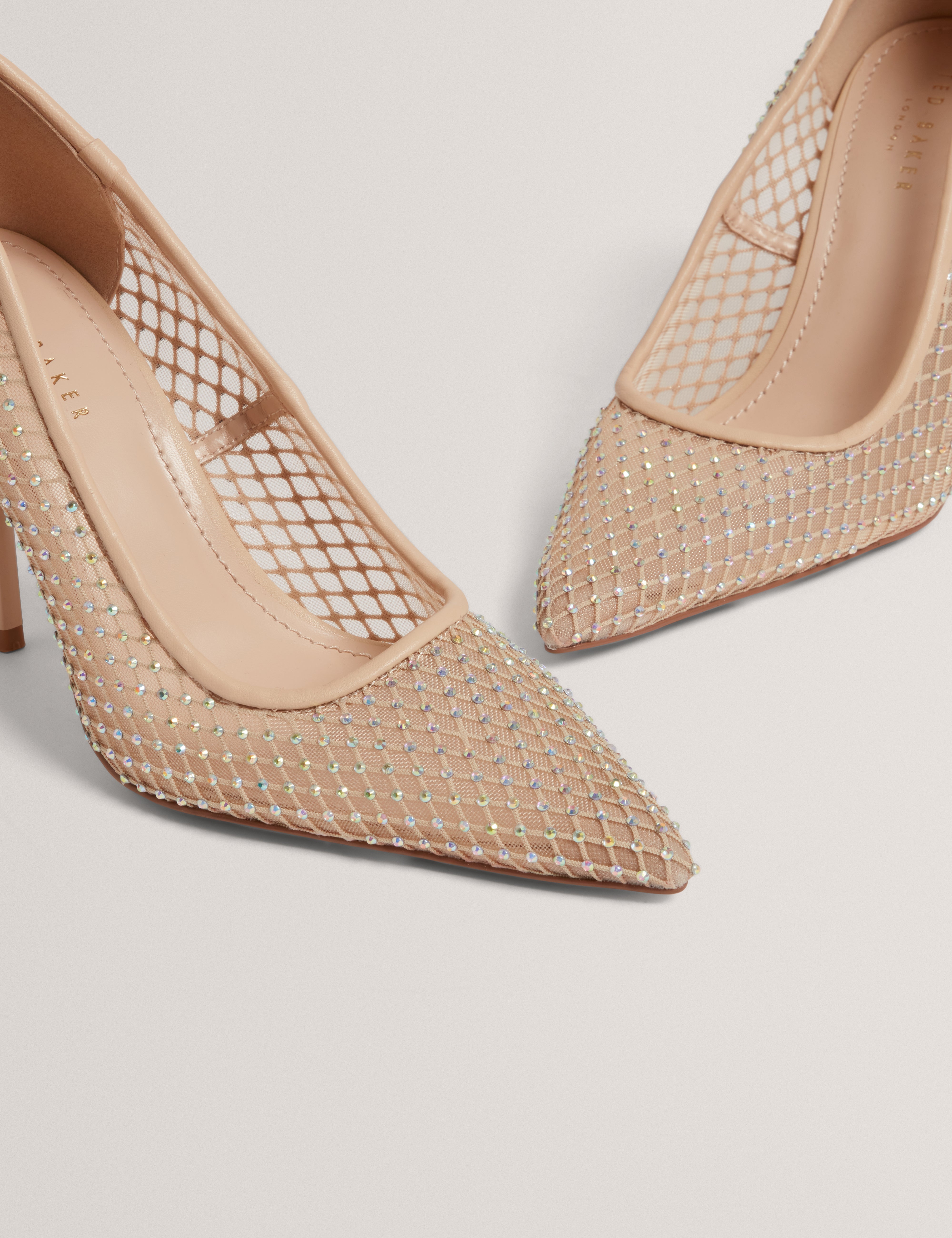 Criista Crystal Mesh Heel Shoe Nude