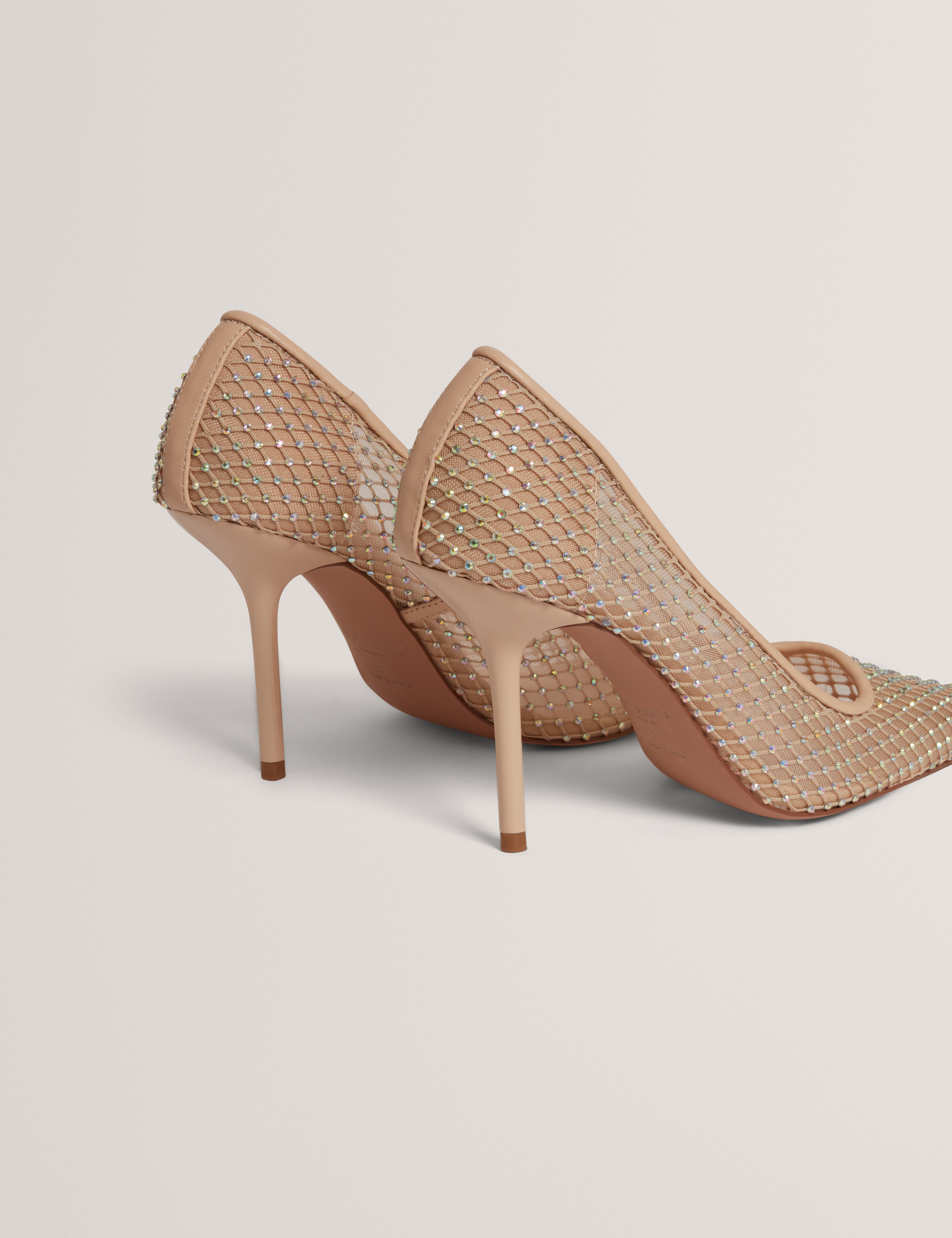 Criista Crystal Mesh Heel Shoe Nude