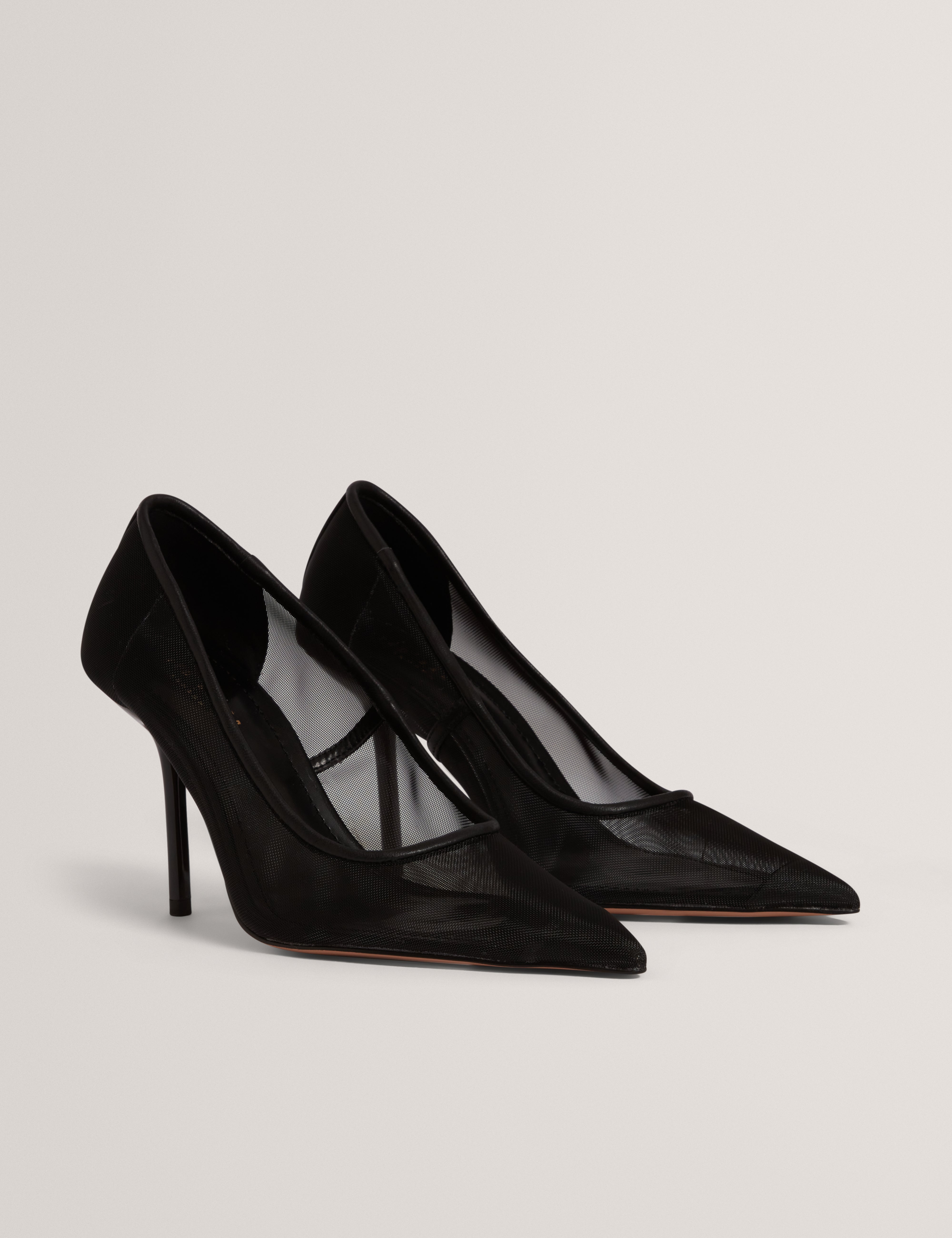 Megaan Mesh Heeled Court Black