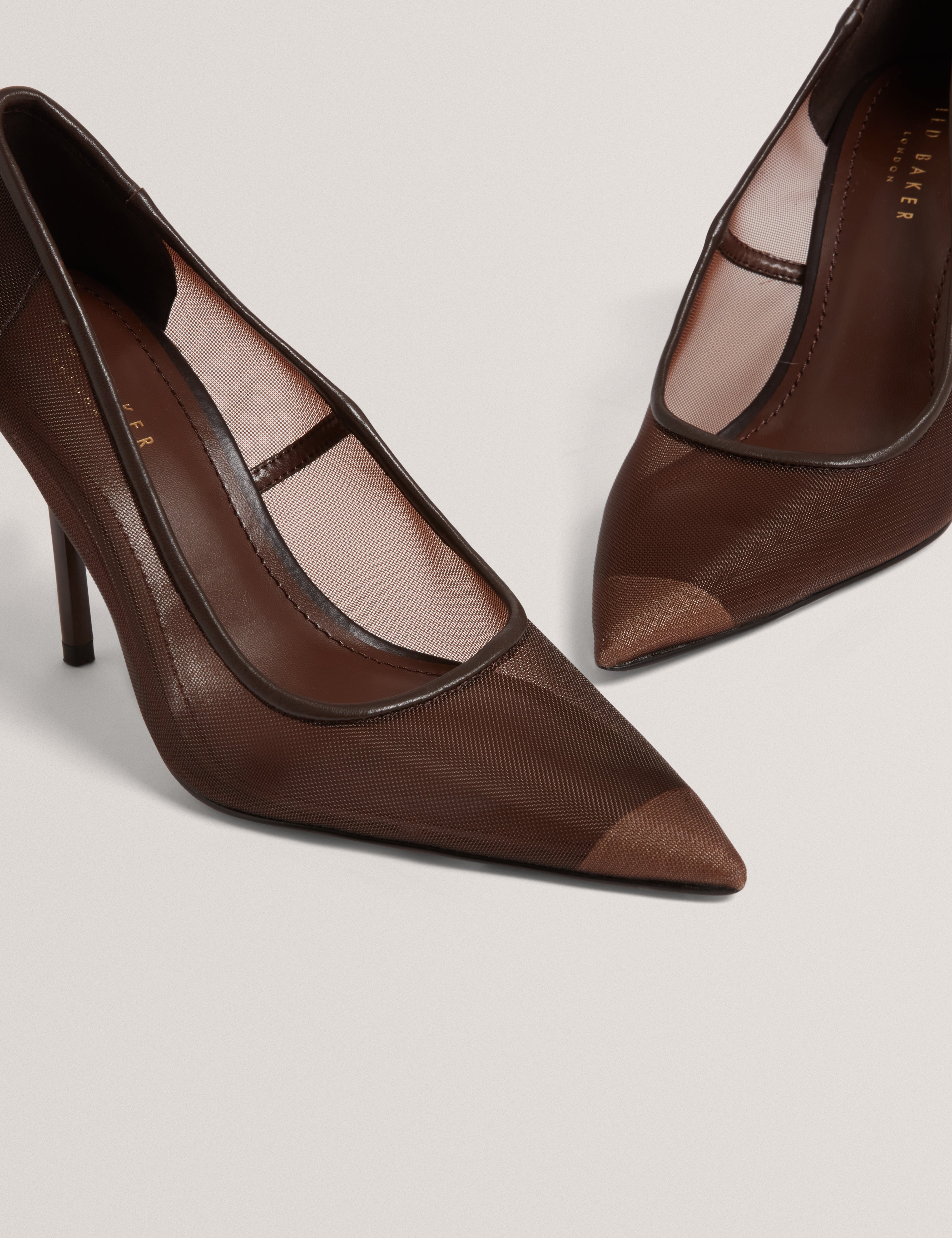 Megaan Mesh Heeled Court Brn-Choc