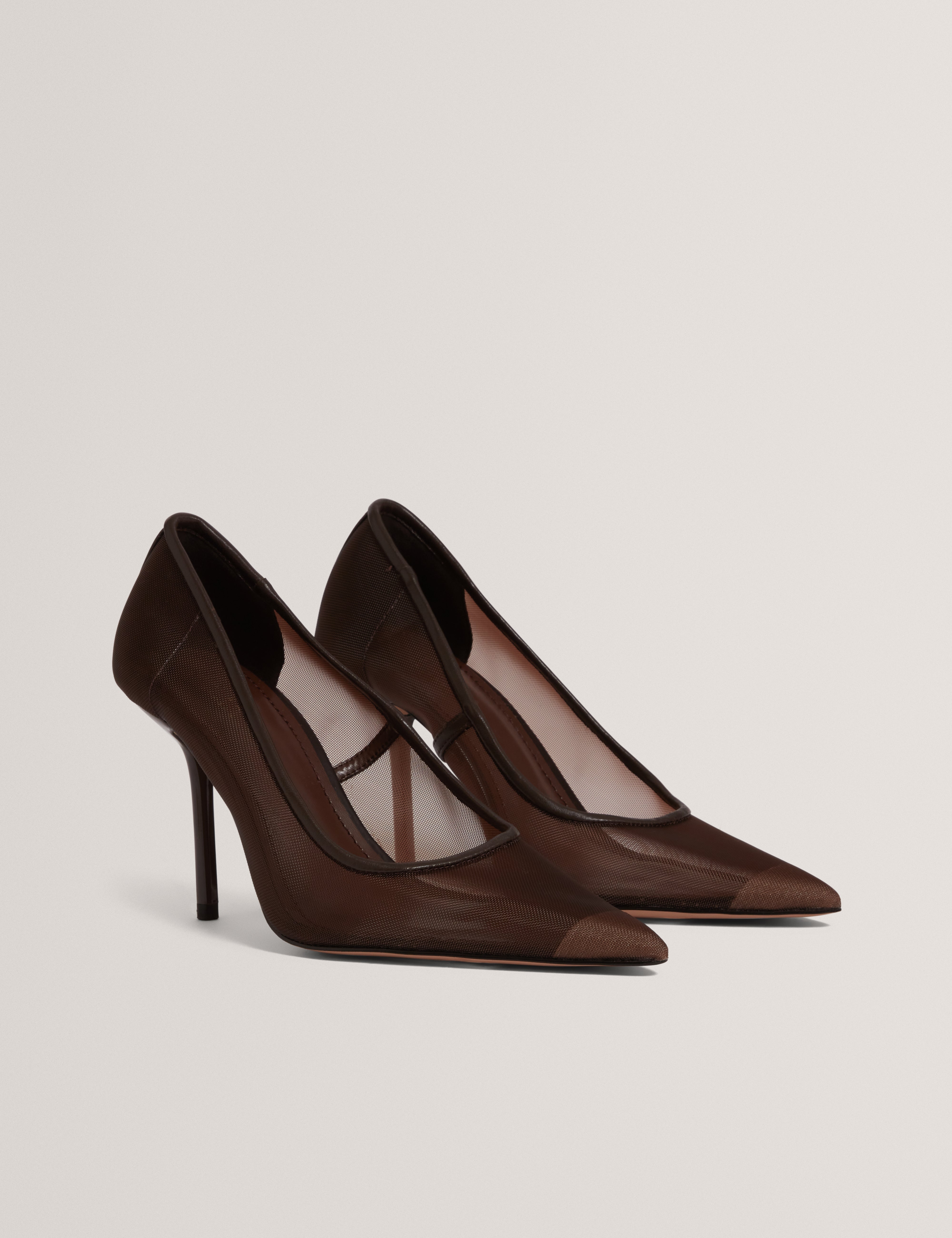 Megaan Mesh Heeled Court Brn-Choc