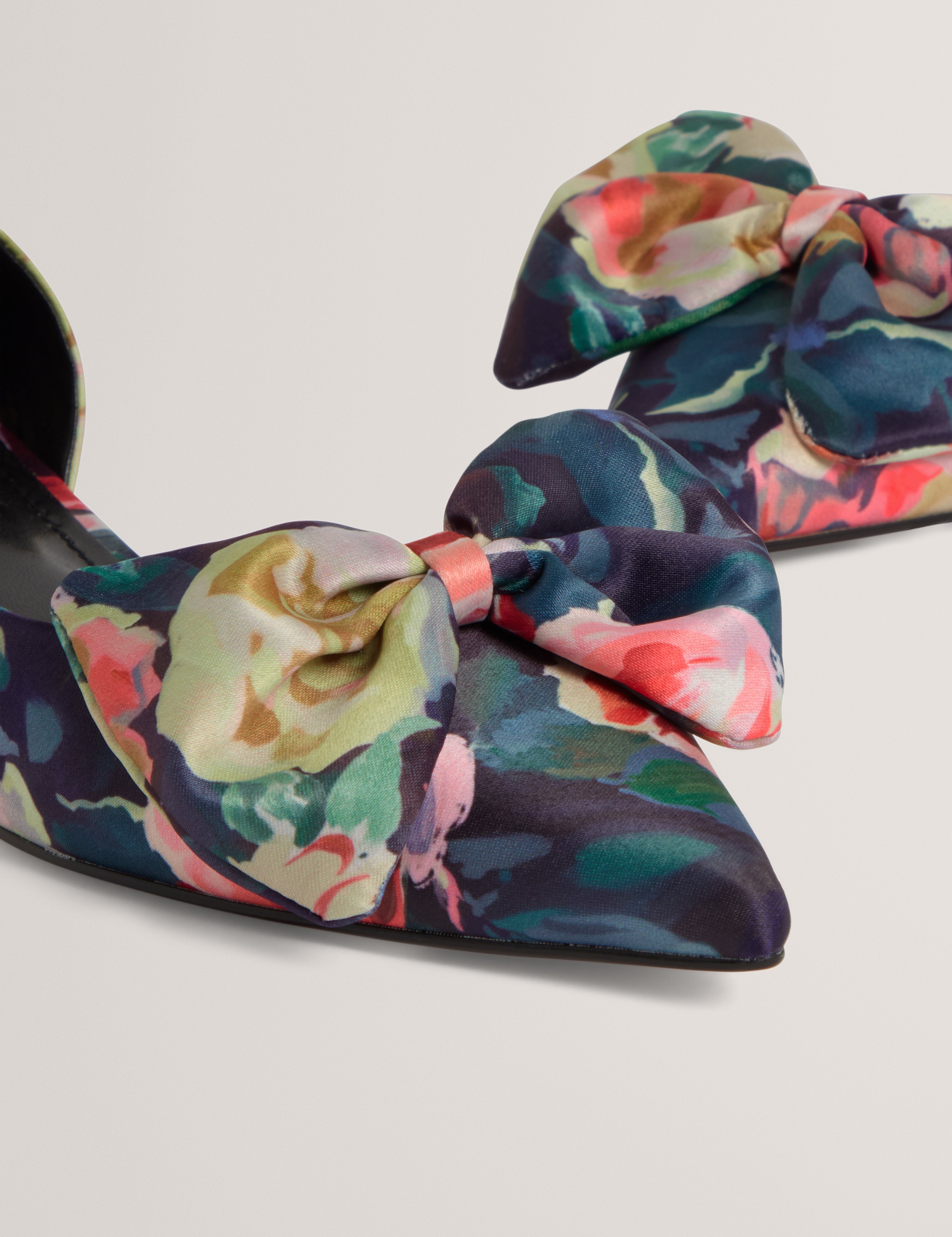 Palouma Printed Satin Bow Flat Dk-Blue