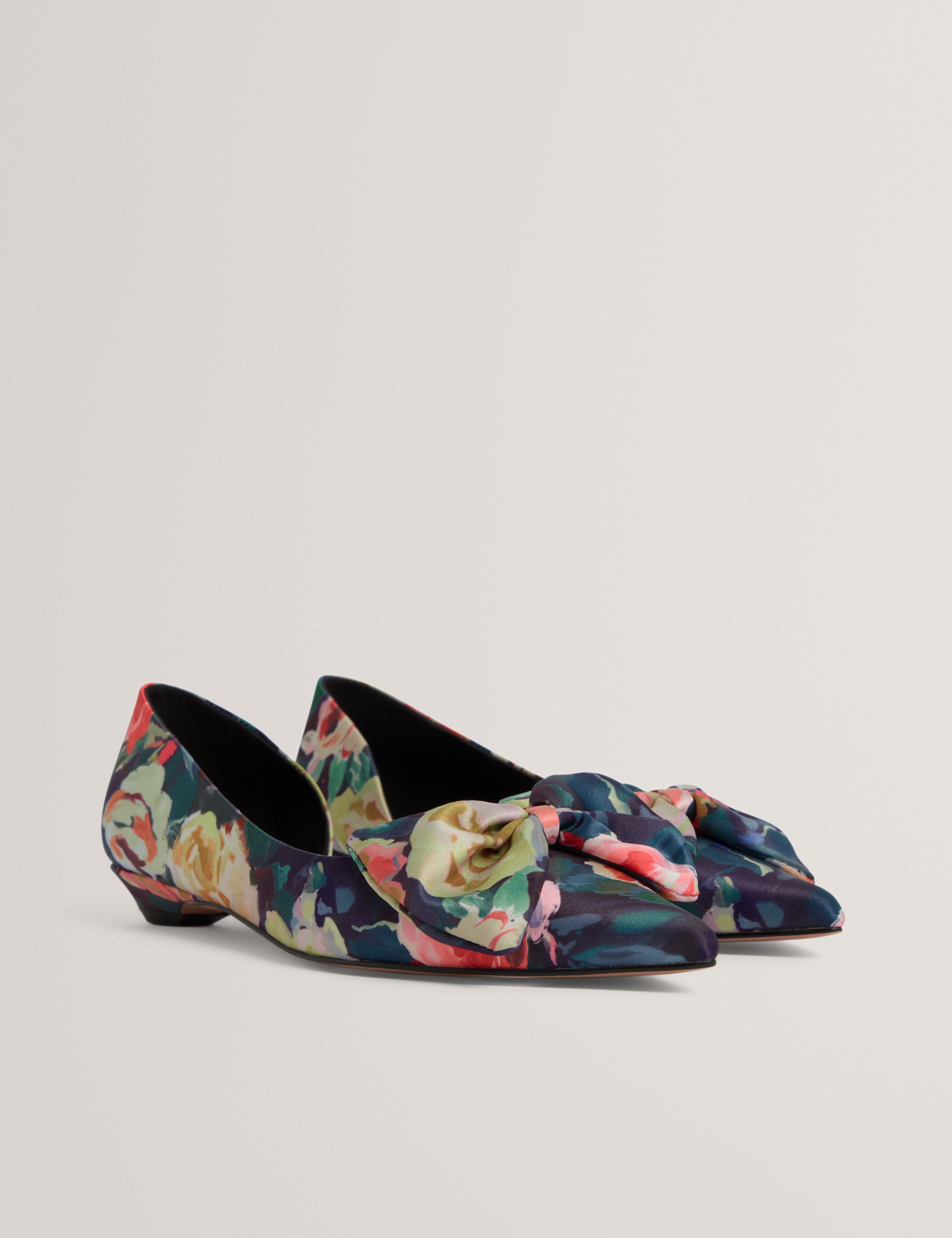 Palouma Printed Satin Bow Flat Dk-Blue