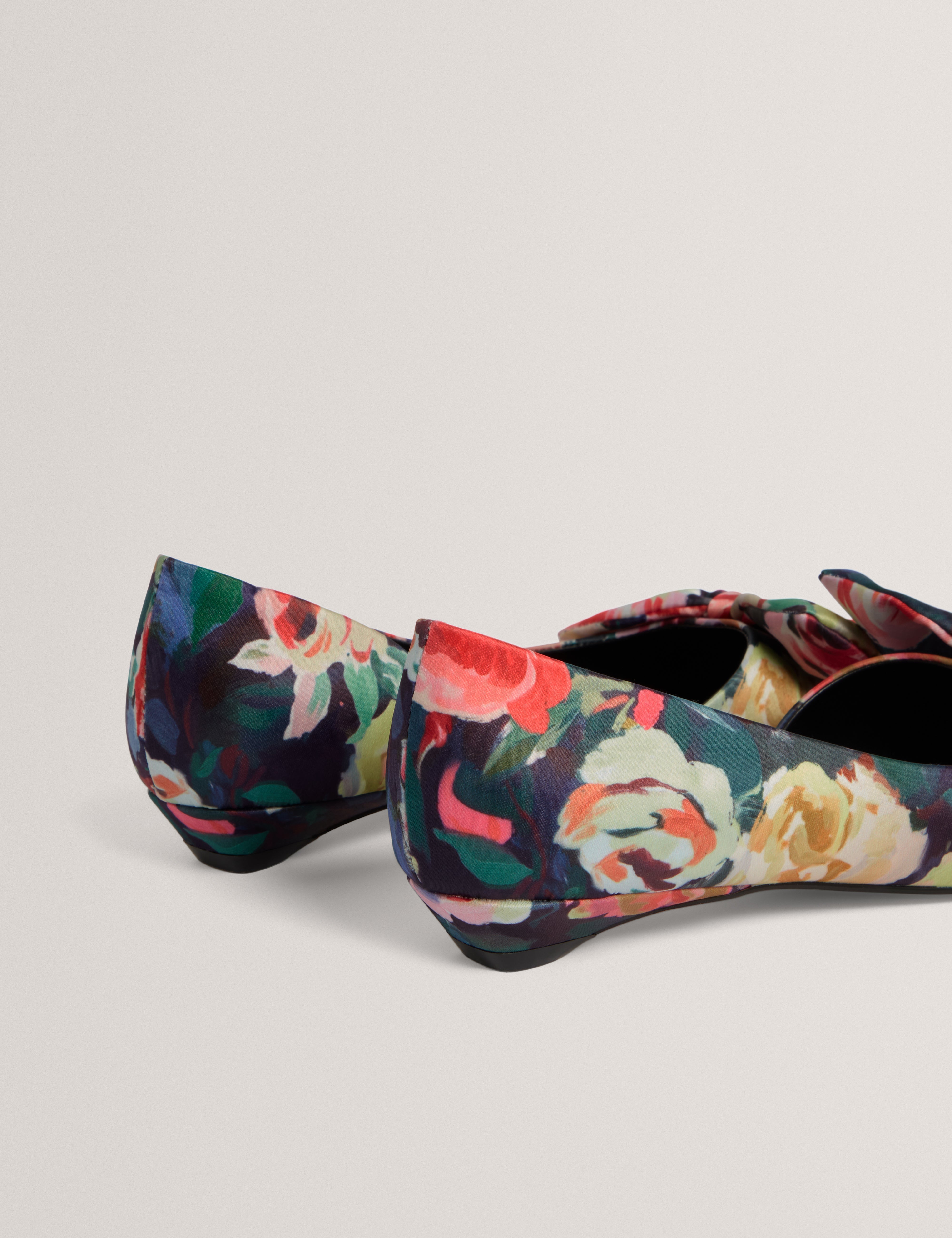 Palouma Printed Satin Bow Flat Dk-Blue