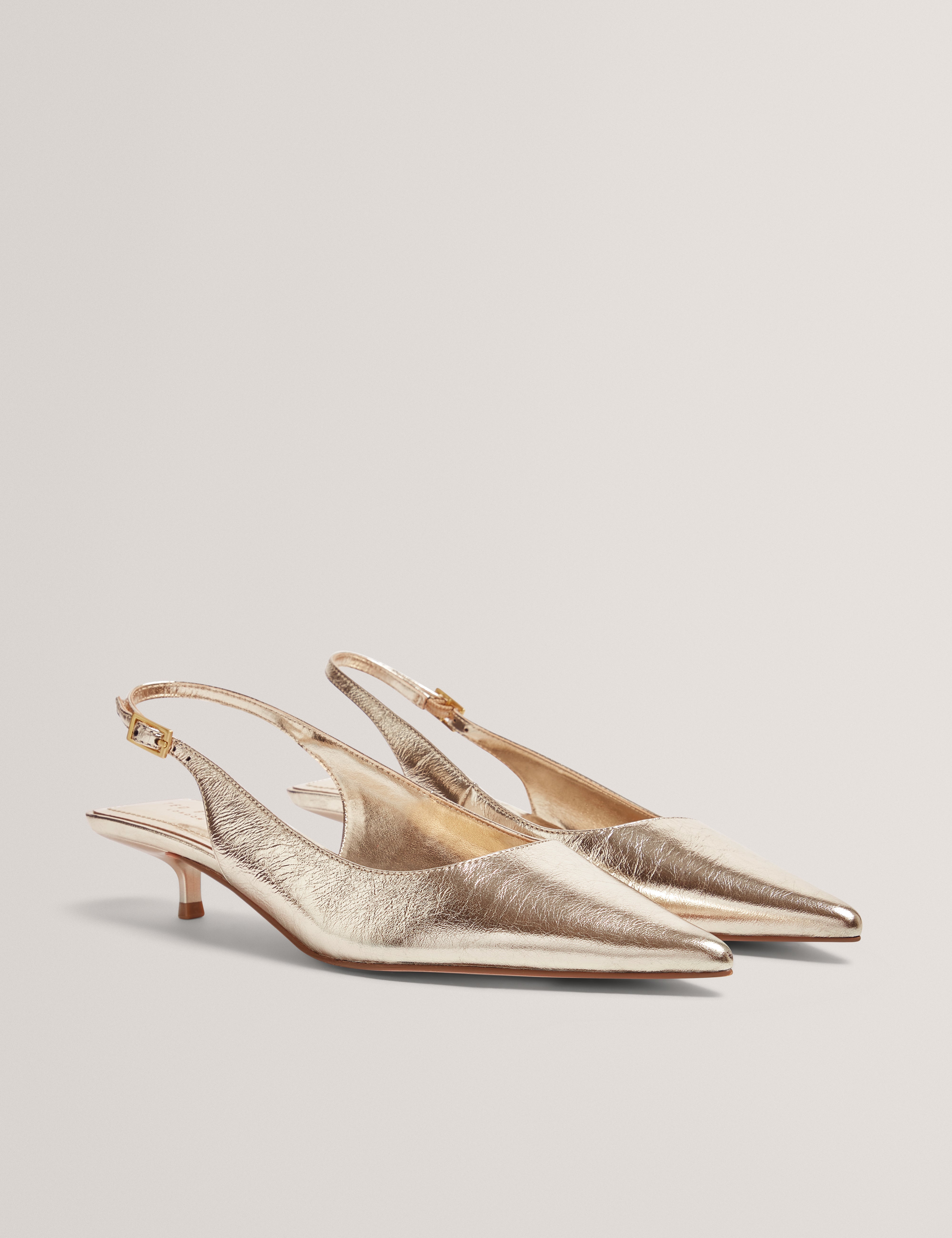 Kitiy Sling Back Kitten Heel Gold