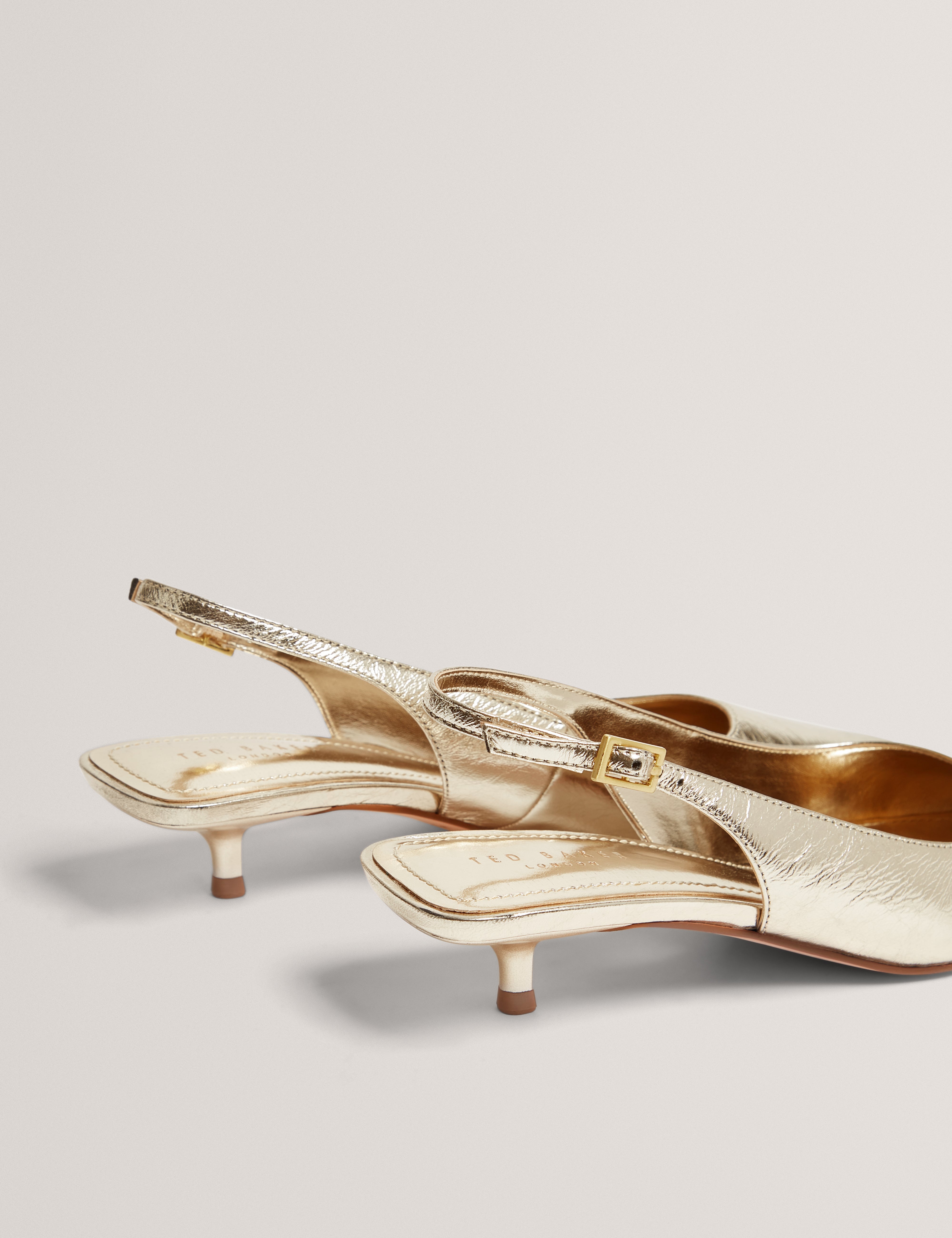 Kitiy Sling Back Kitten Heel Gold