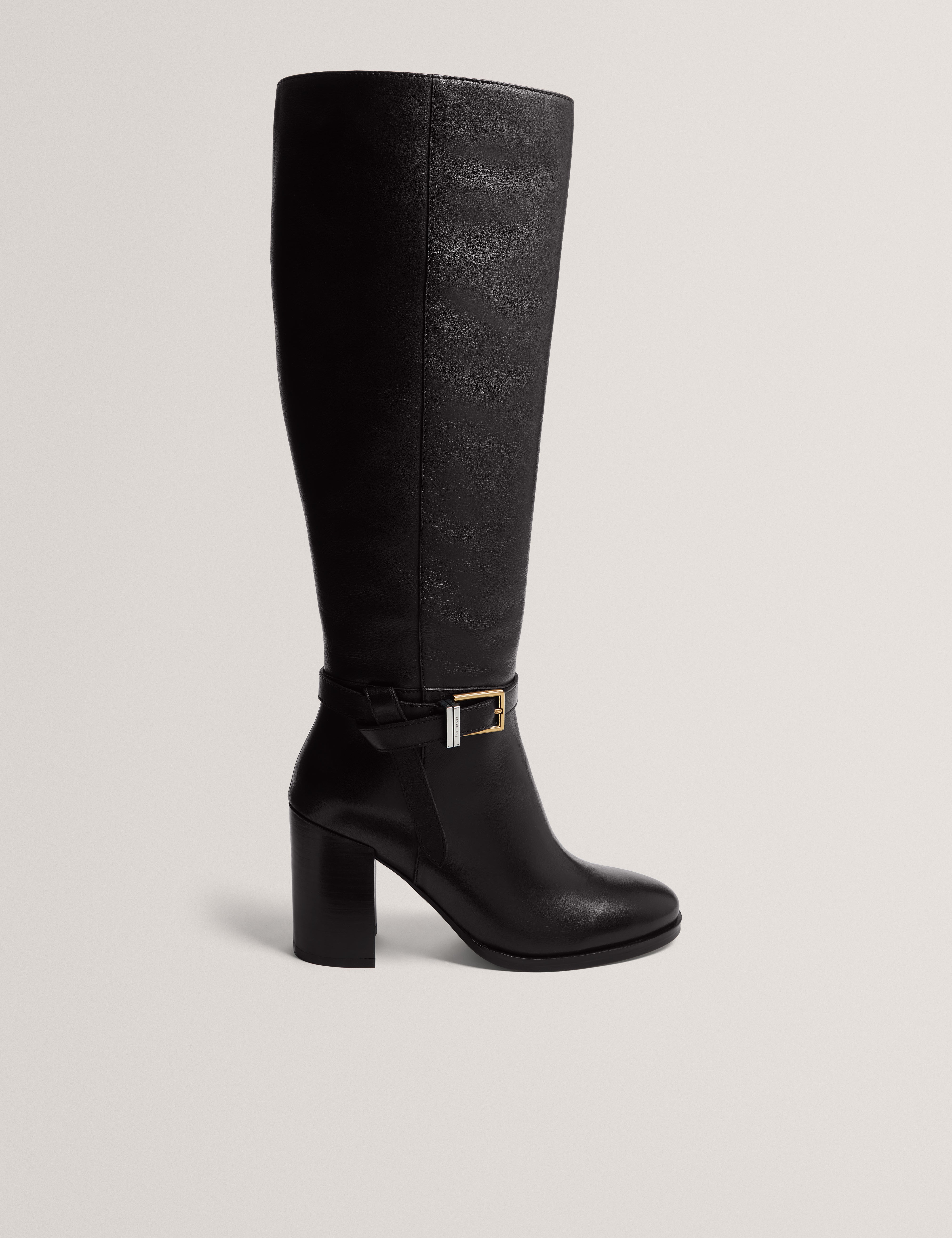 Cloella Belt Detail Over Knee Boot Black