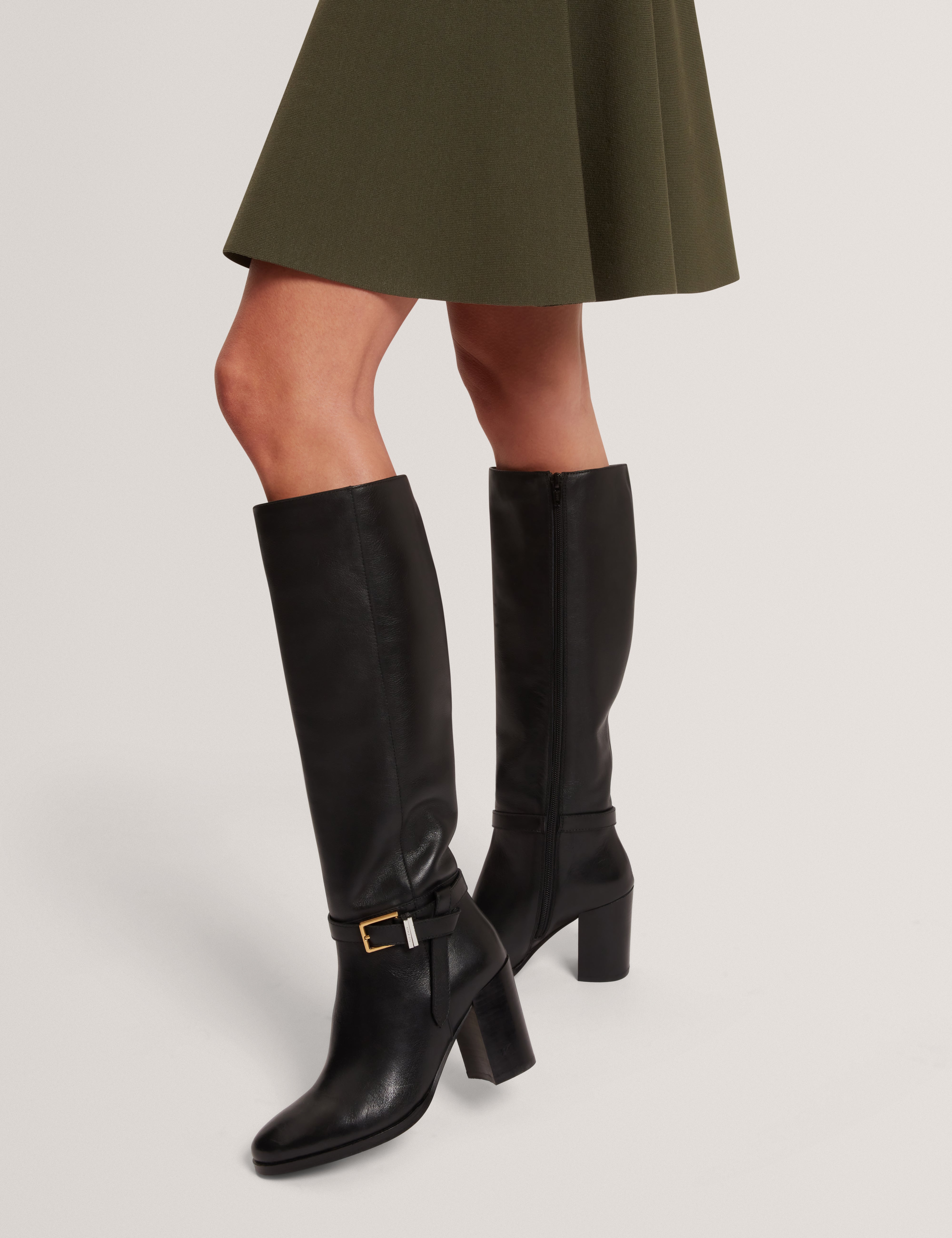 Cloella Belt Detail Over Knee Boot Black