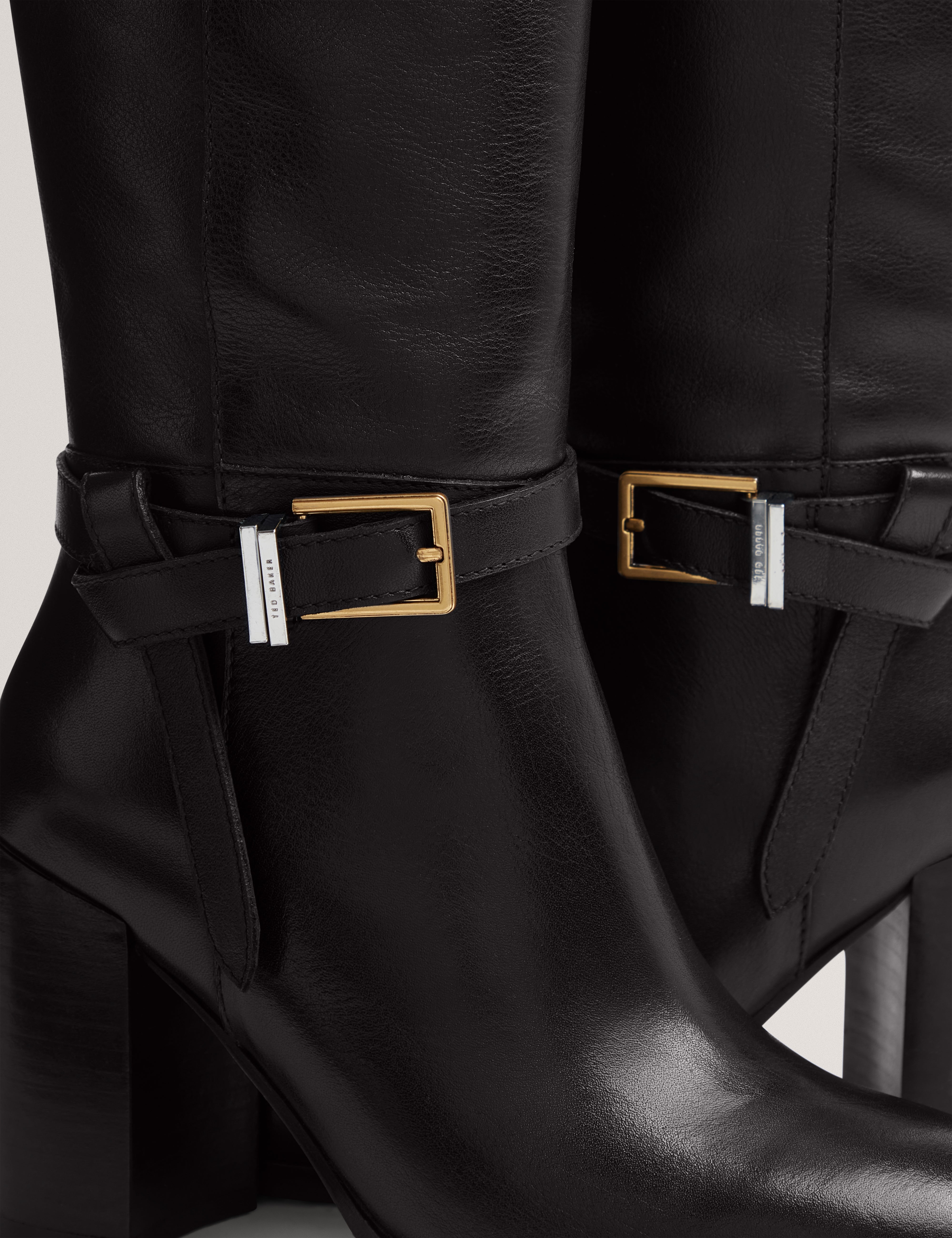 Cloella Belt Detail Over Knee Boot Black