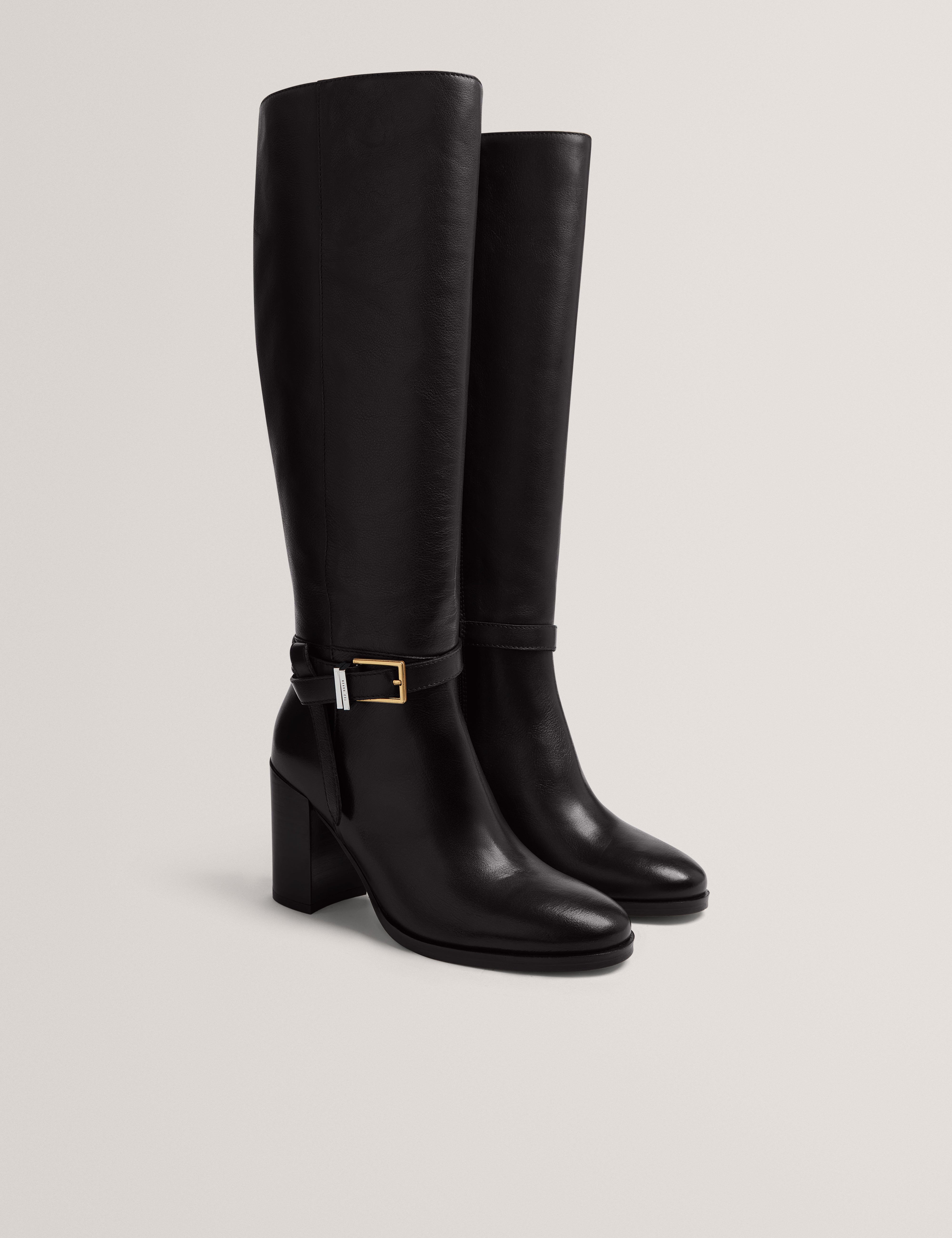 Cloella Belt Detail Over Knee Boot Black