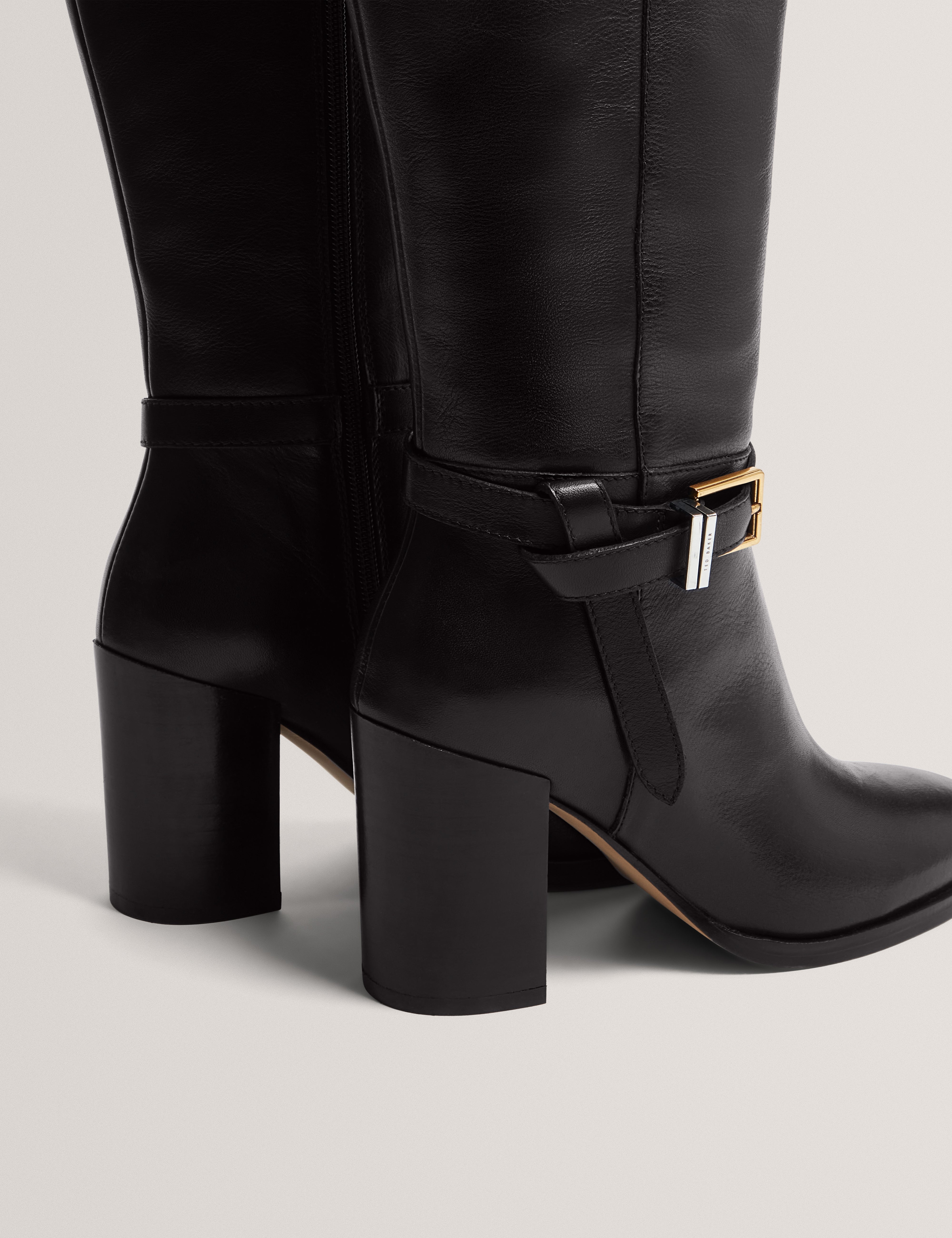 Cloella Belt Detail Over Knee Boot Black