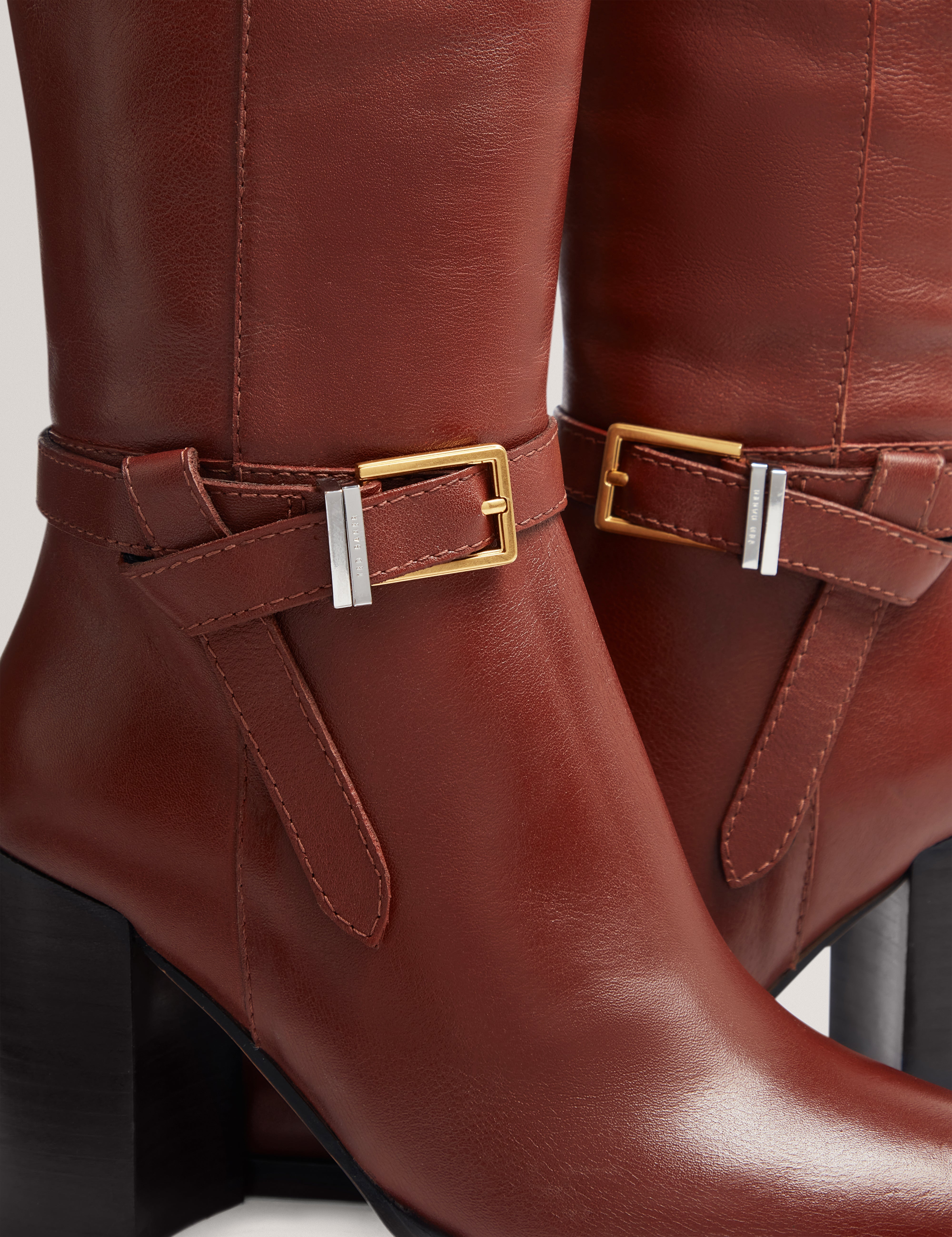 Cloella Belt Detail Over Knee Boot Tan