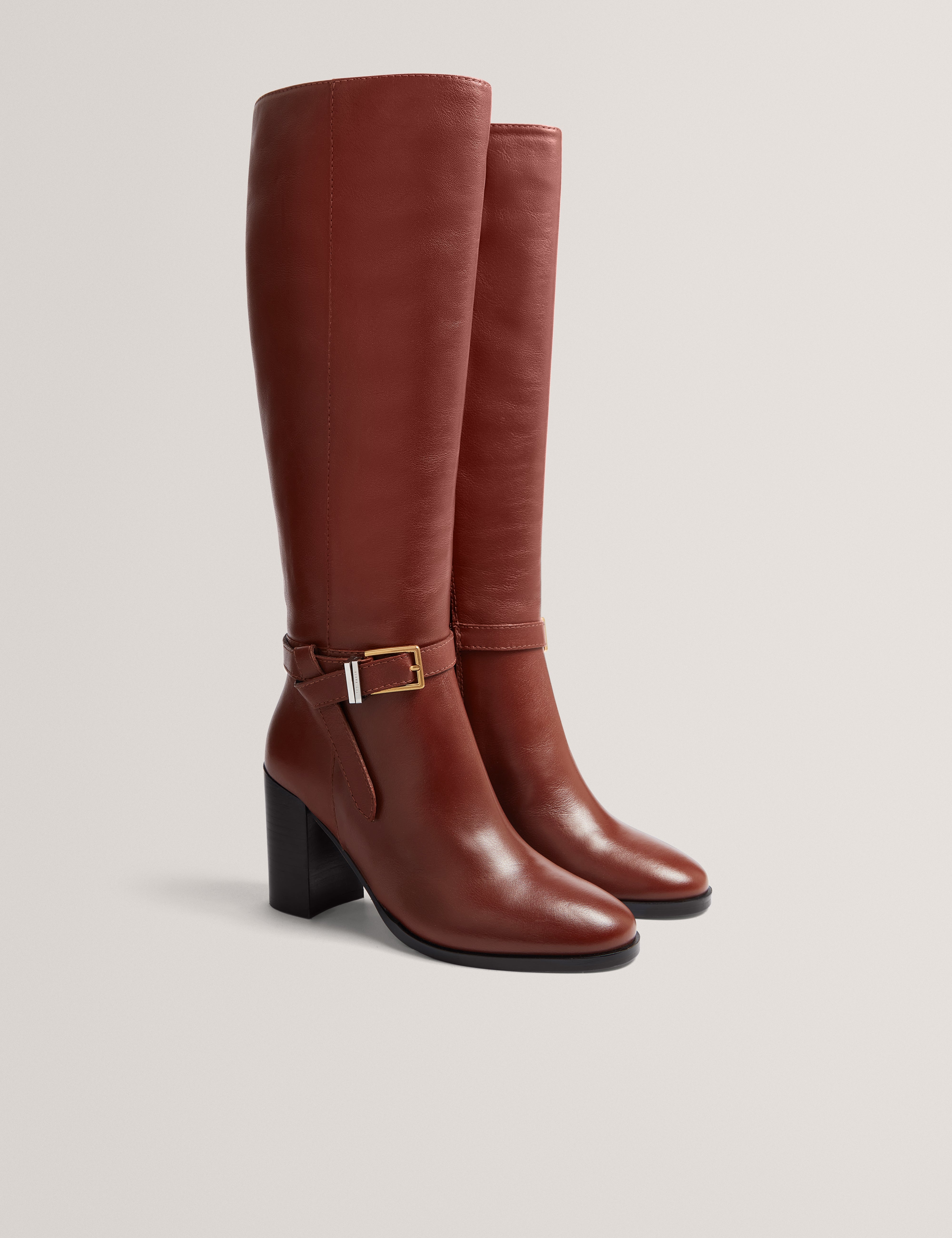 Cloella Belt Detail Over Knee Boot Tan