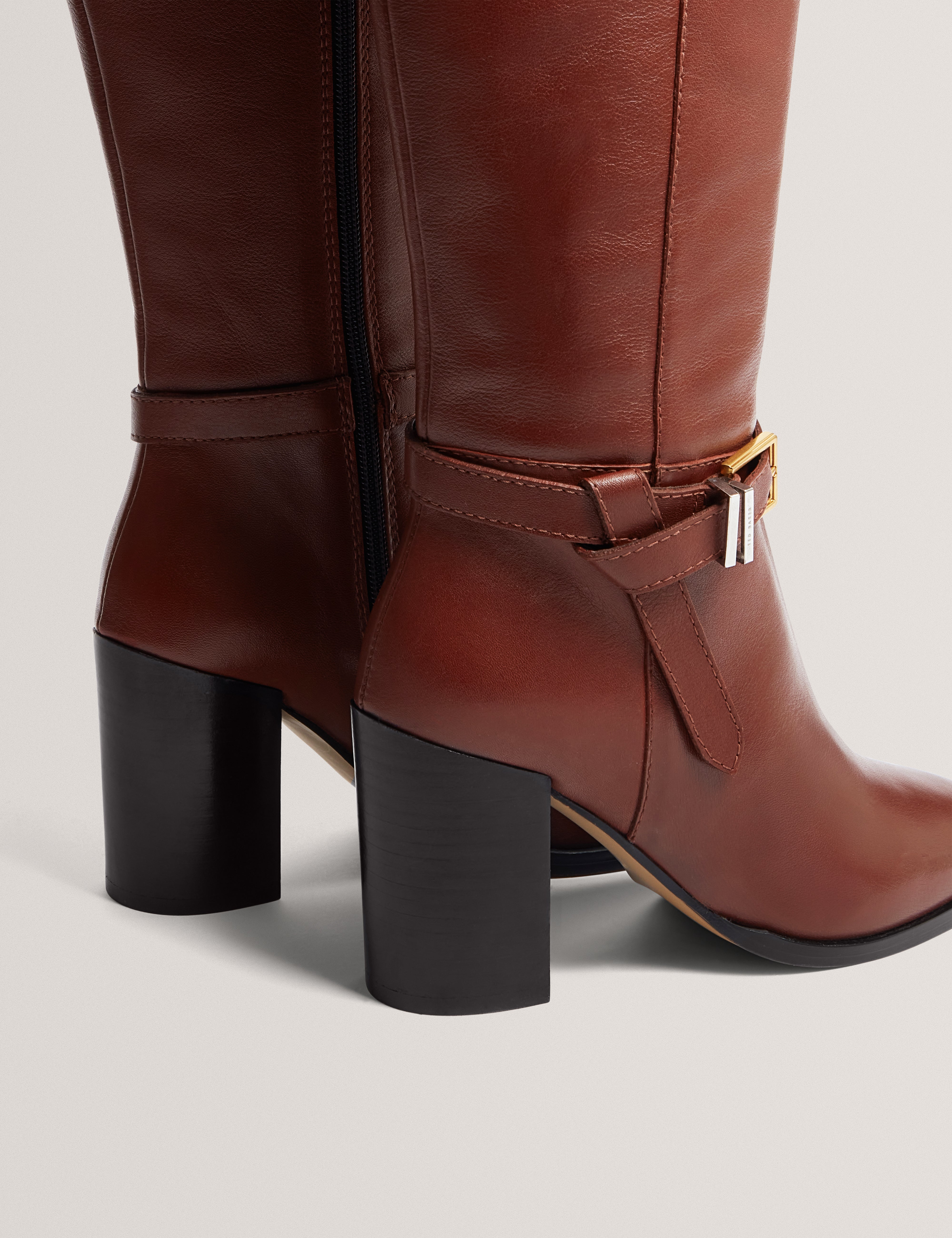 Cloella Belt Detail Over Knee Boot Tan