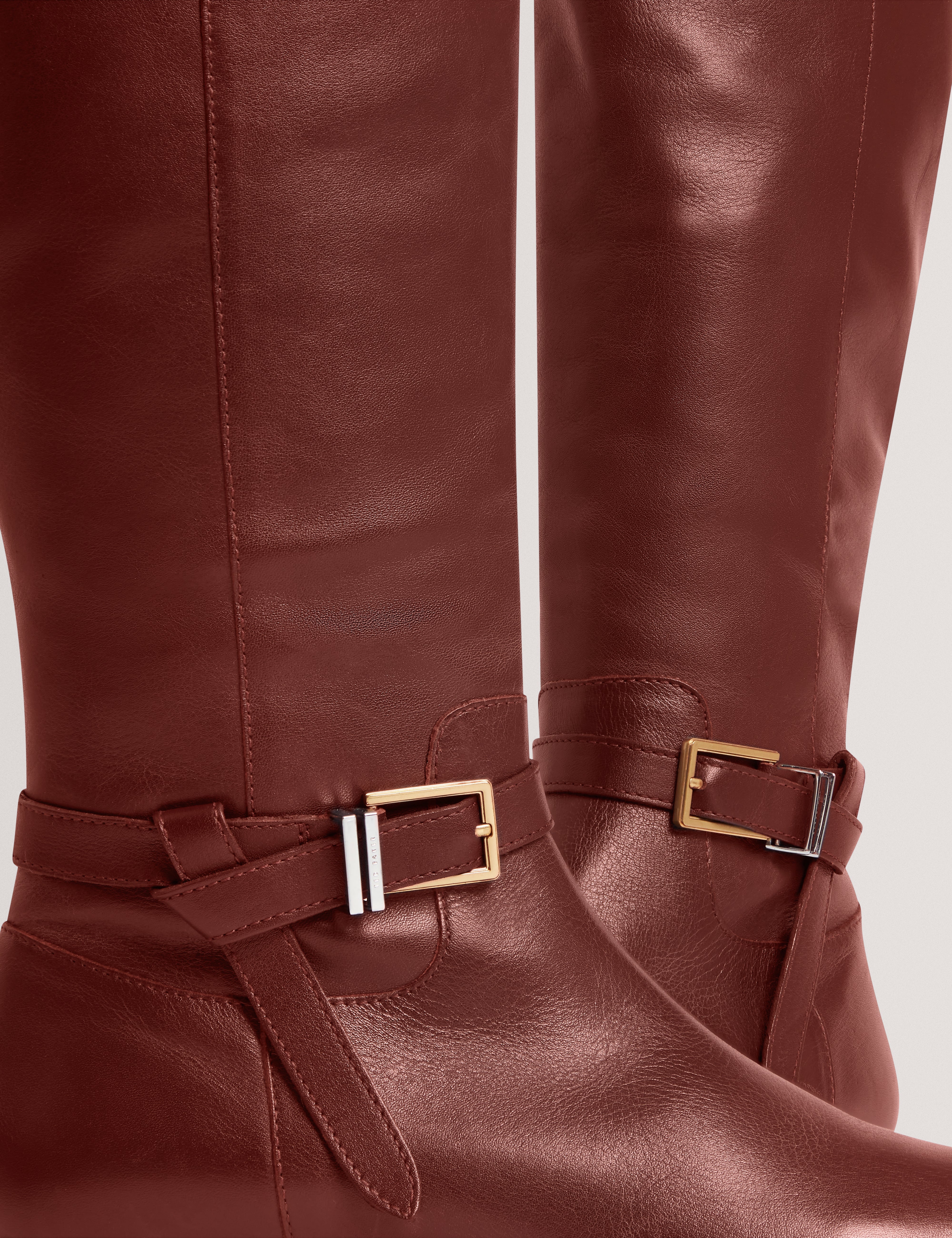 Clorett Belt Detail Riding Flat Boot Tan