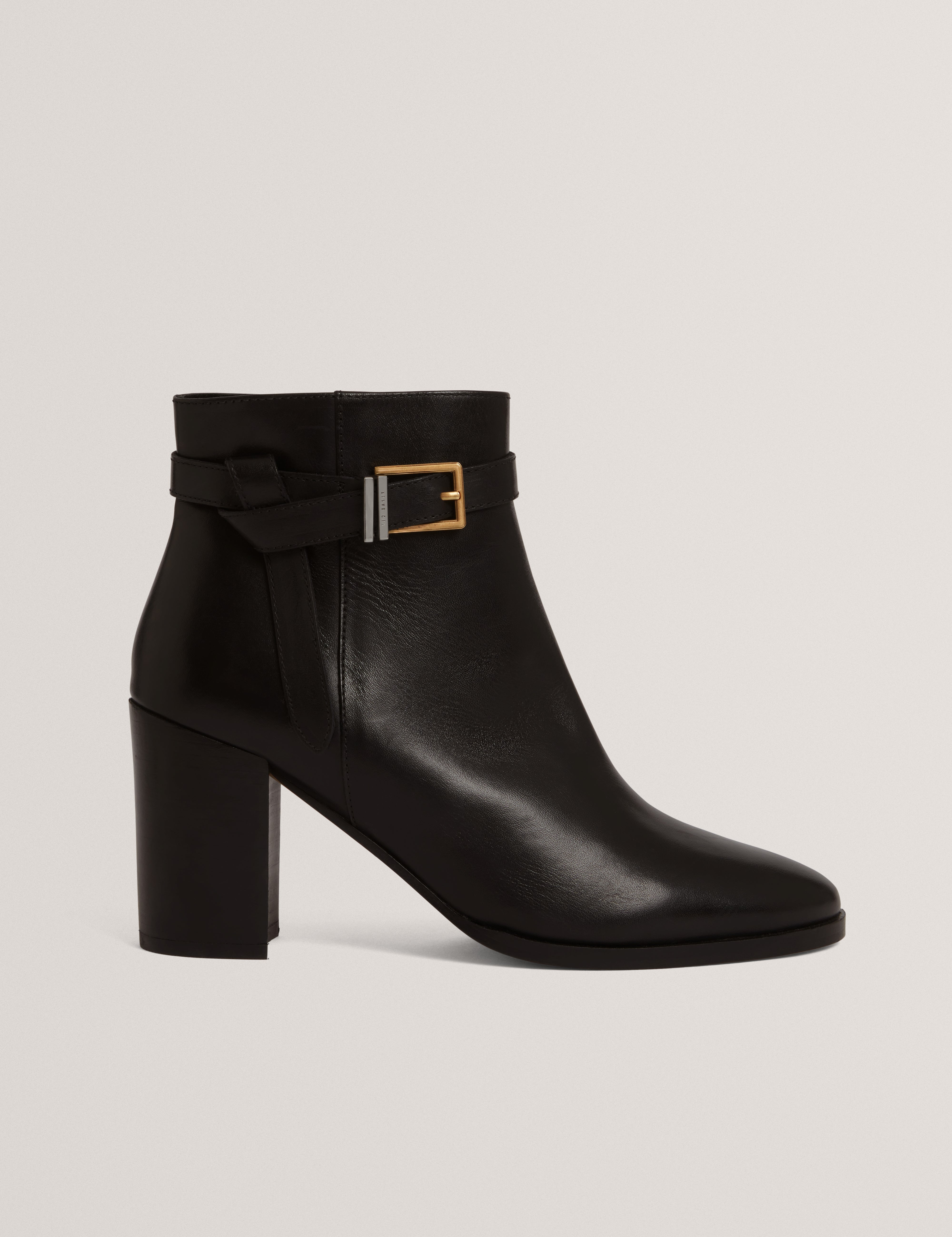 Cleonna Belt Detail Heeled Ankle Boot Black