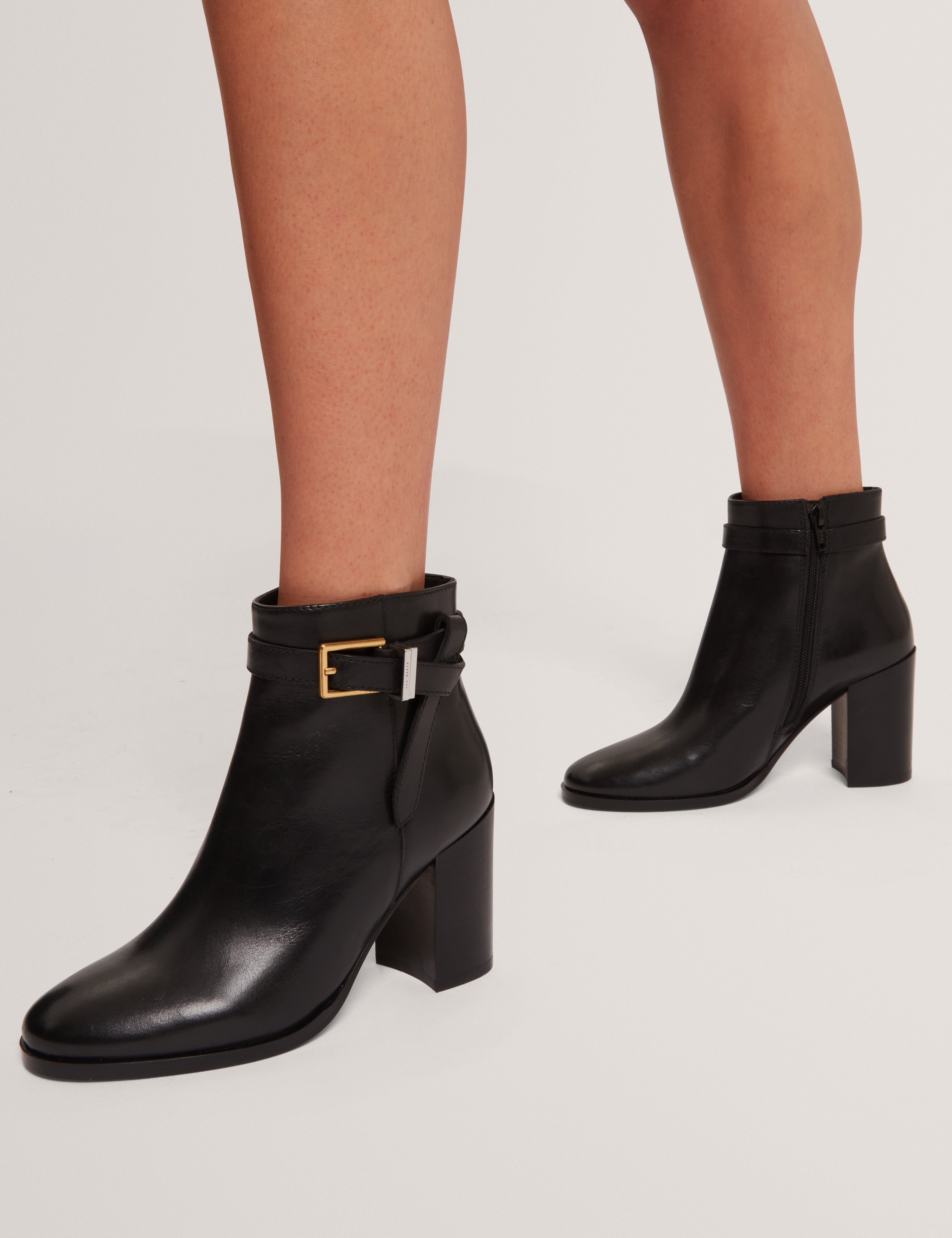 Cleonna Belt Detail Heeled Ankle Boot Black