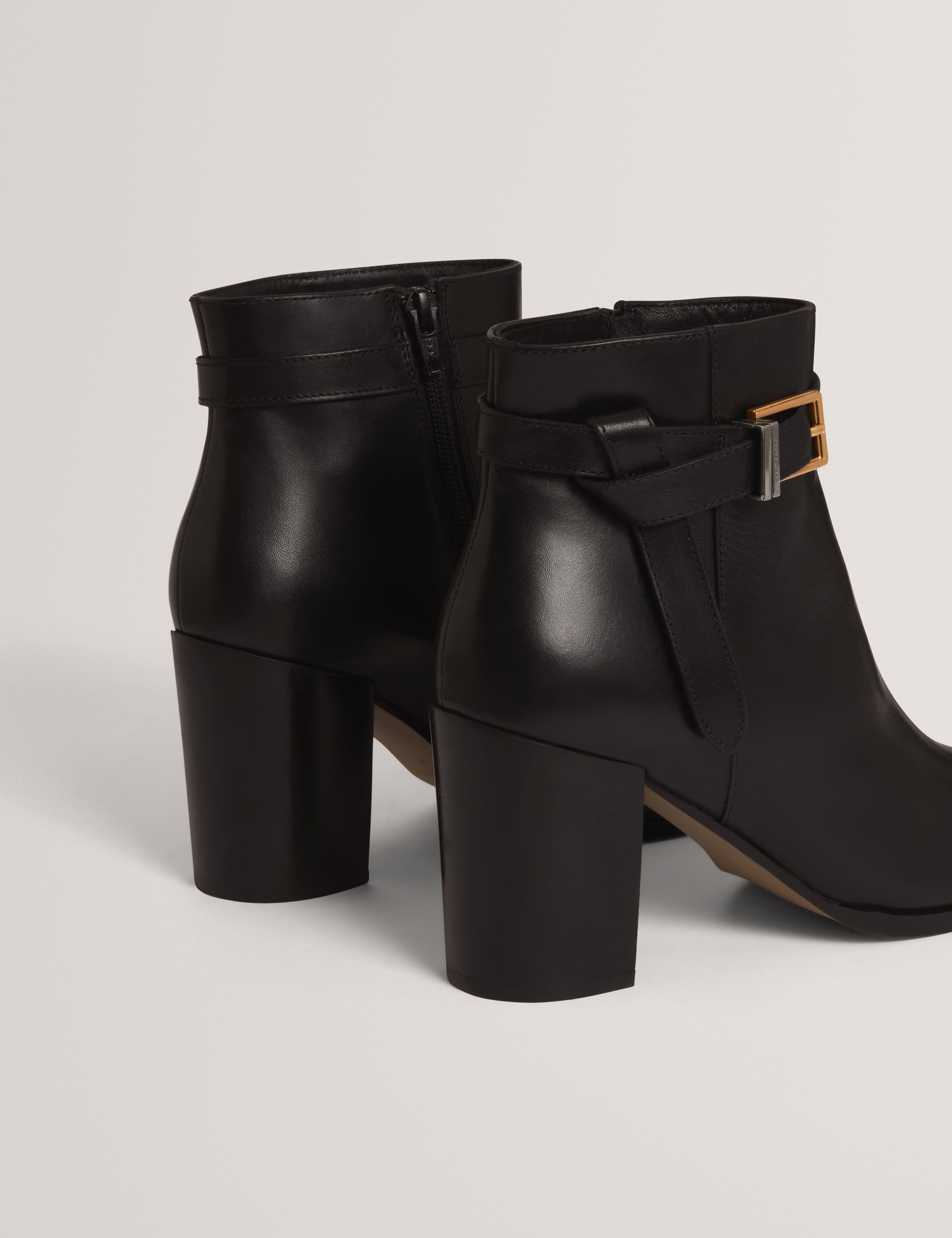 Cleonna Belt Detail Heeled Ankle Boot Black