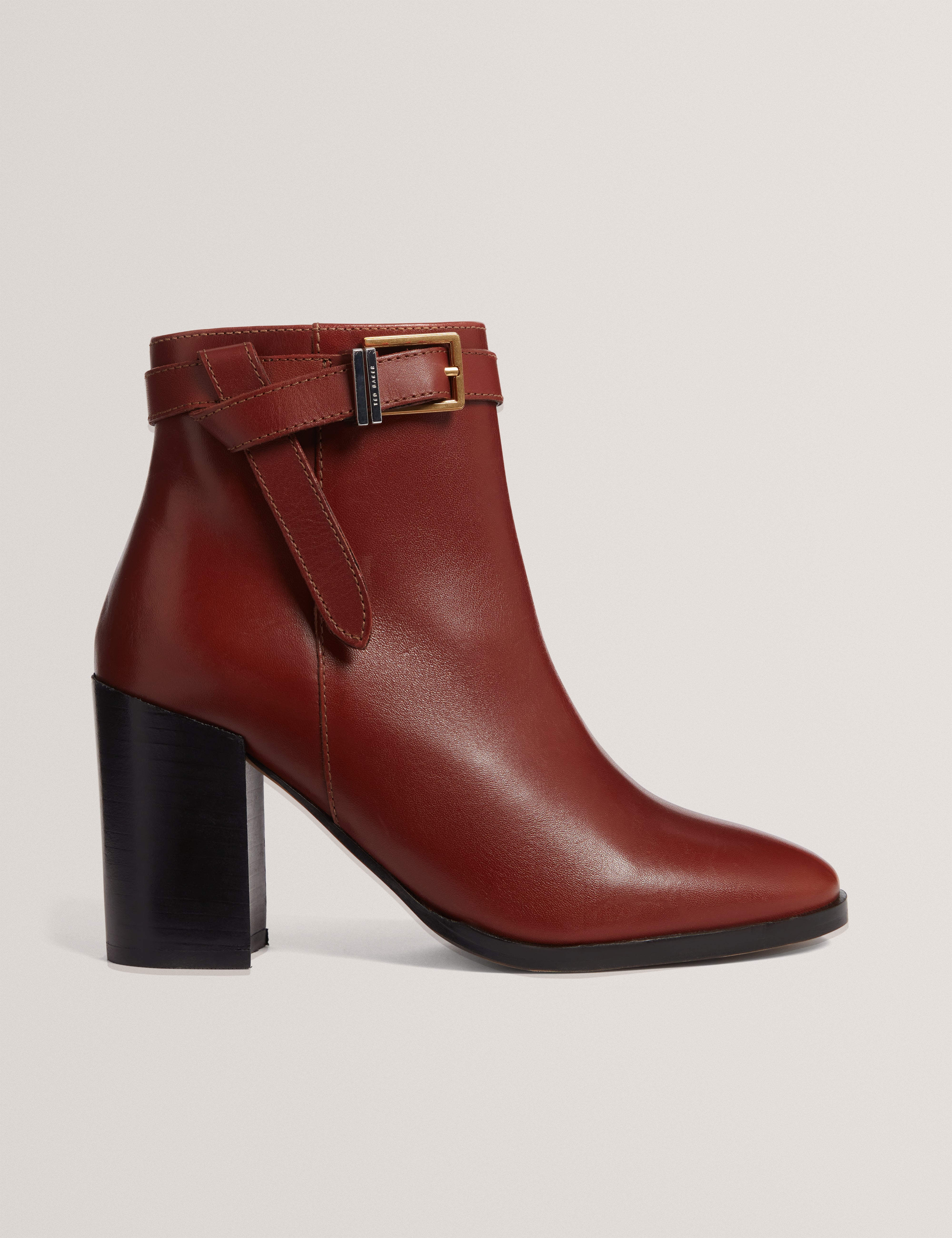 Cleonna Belt Detail Heeled Ankle Boot Tan