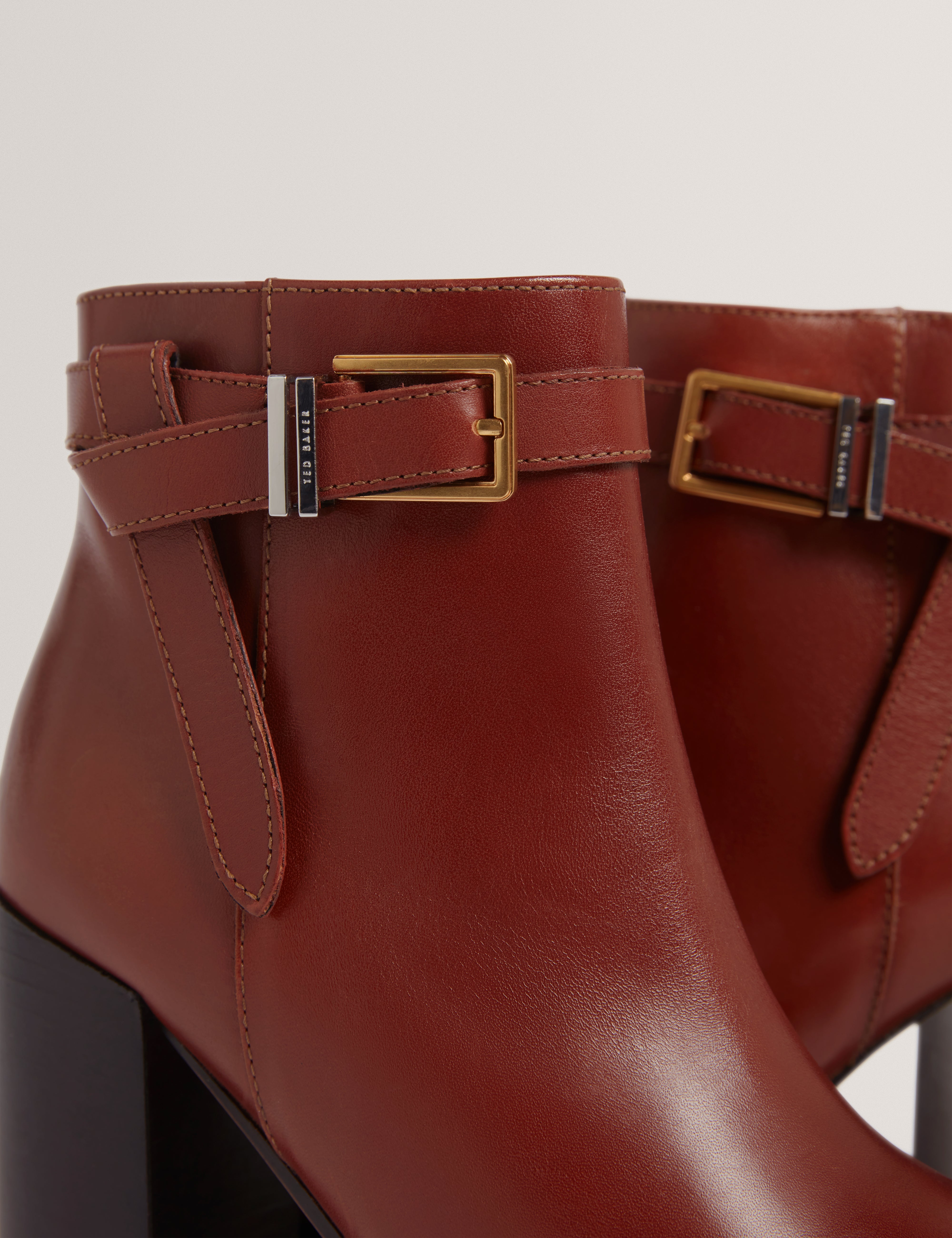Cleonna Belt Detail Heeled Ankle Boot Tan