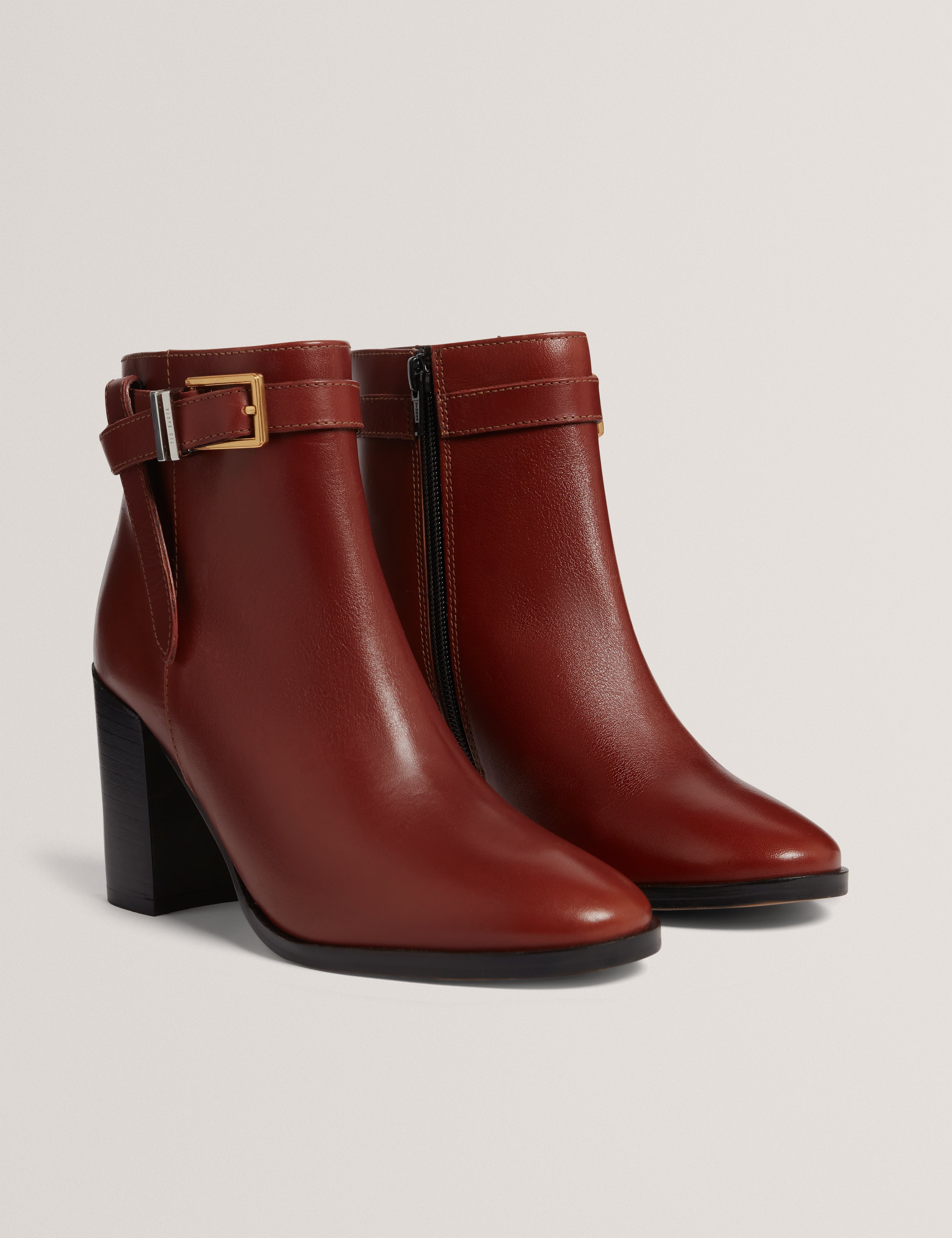 Cleonna Belt Detail Heeled Ankle Boot Tan