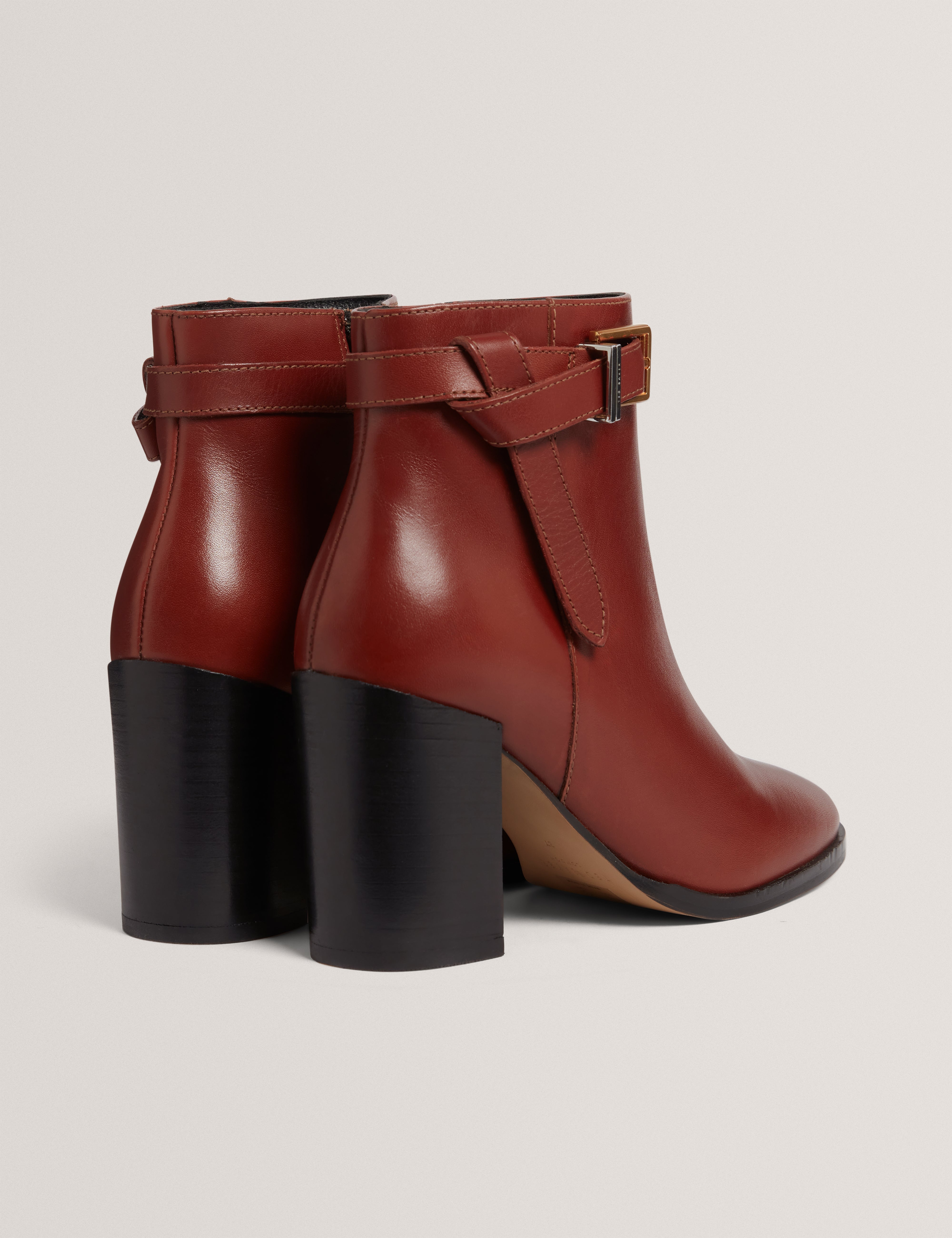 Cleonna Belt Detail Heeled Ankle Boot Tan