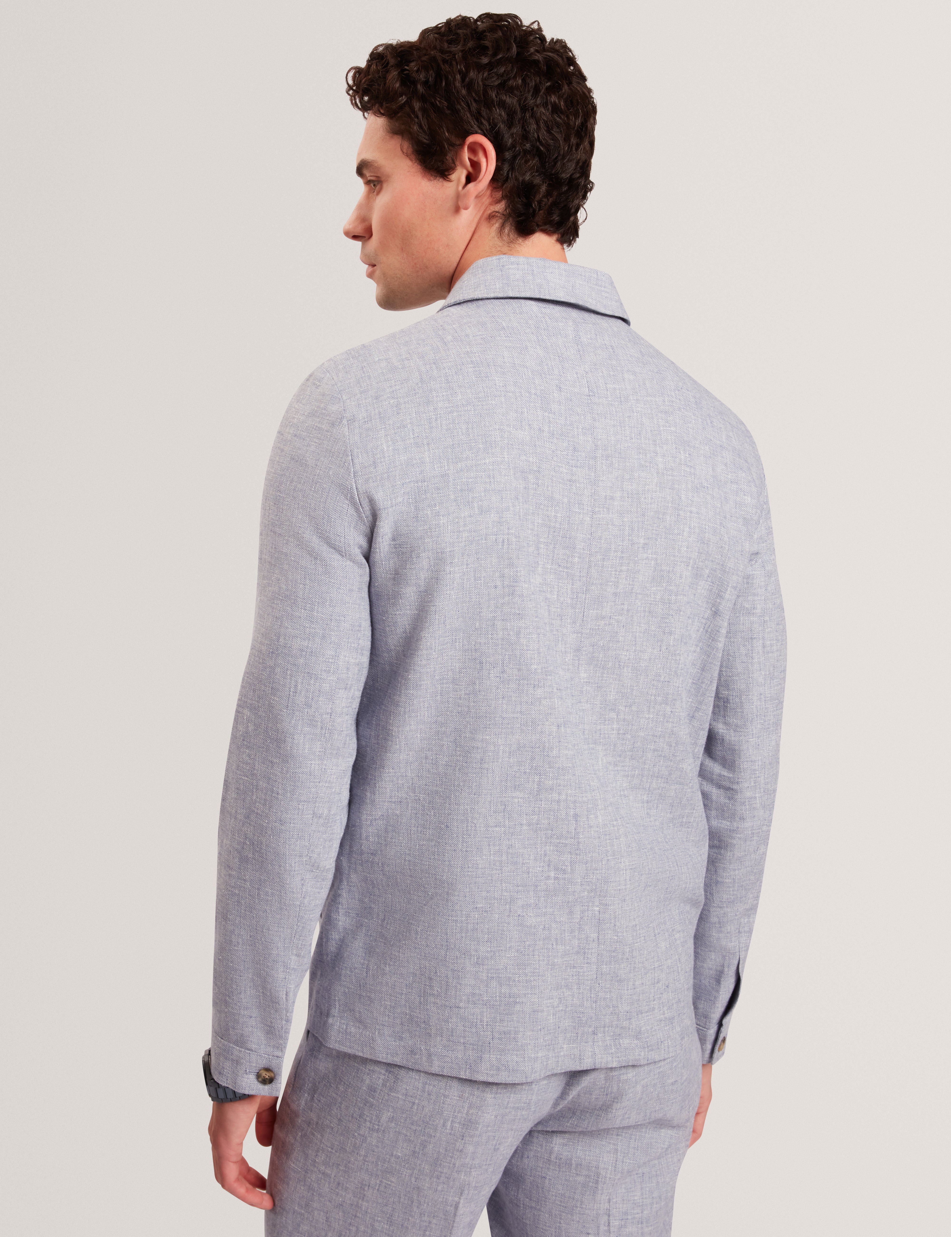 Ashleyj Slim Fit Linen Blend Jacket Lt-Blue