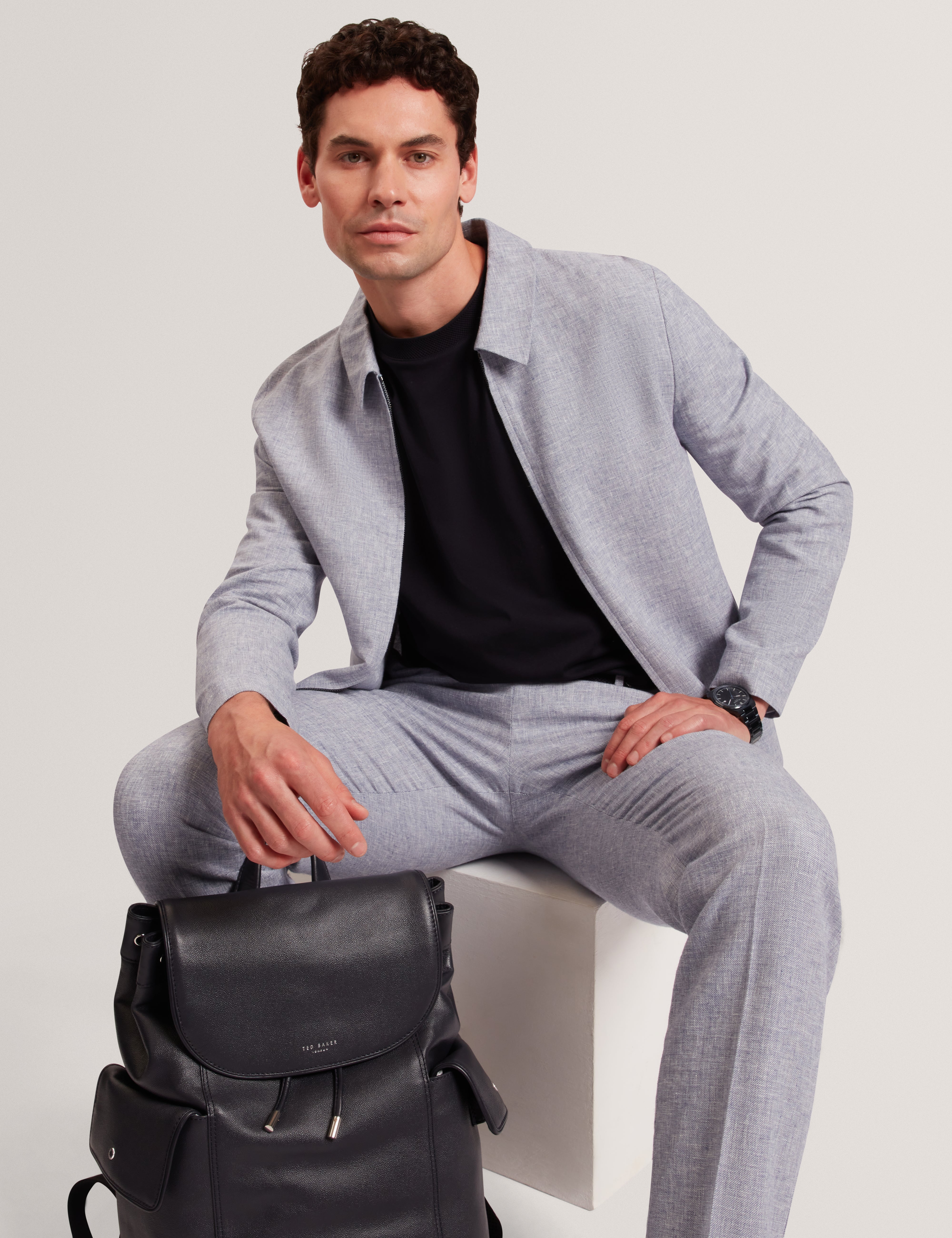 Ashleyj Slim Fit Linen Blend Jacket Lt-Blue