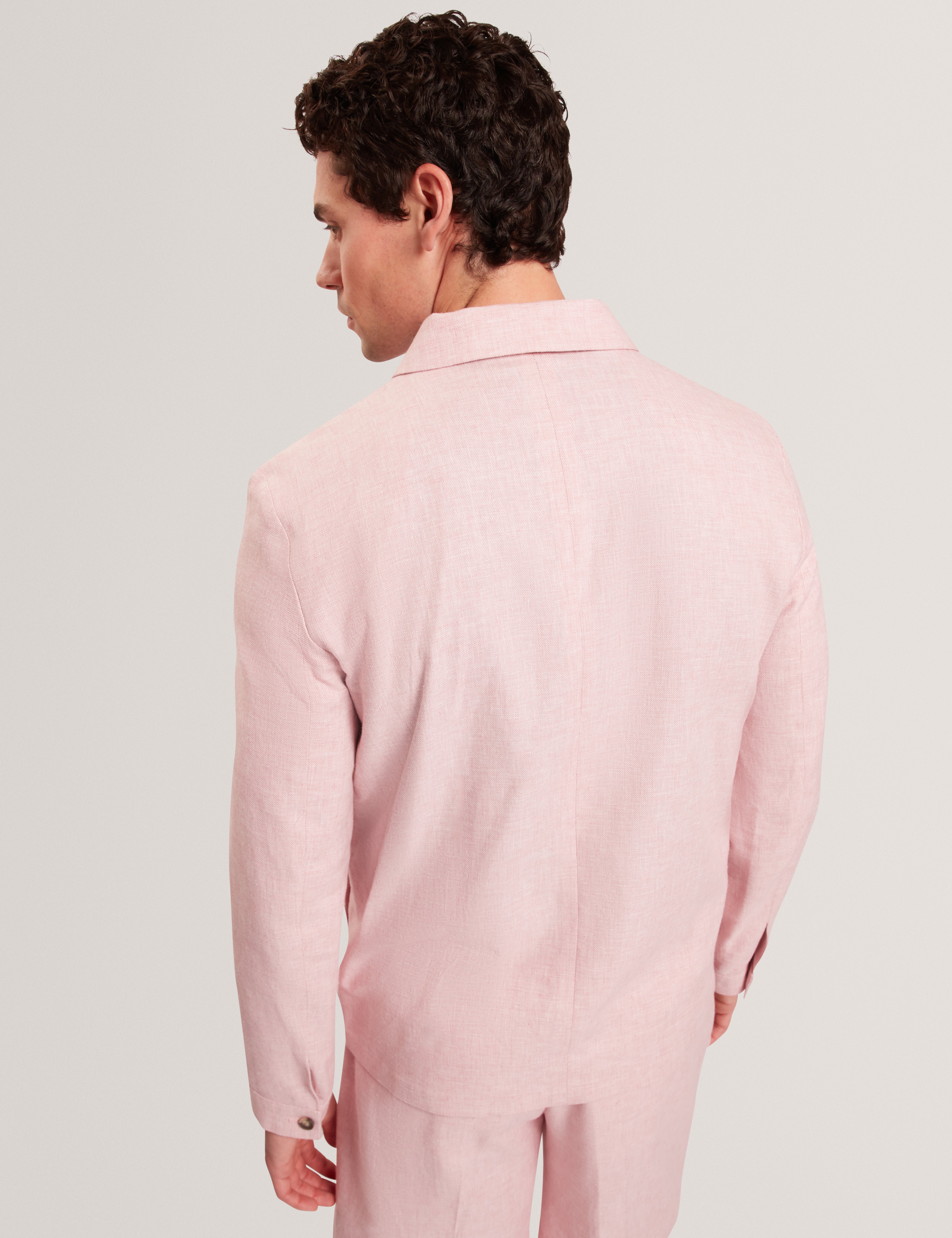 Ashleyj Slim Fit Linen Blend Jacket Lt-Pink