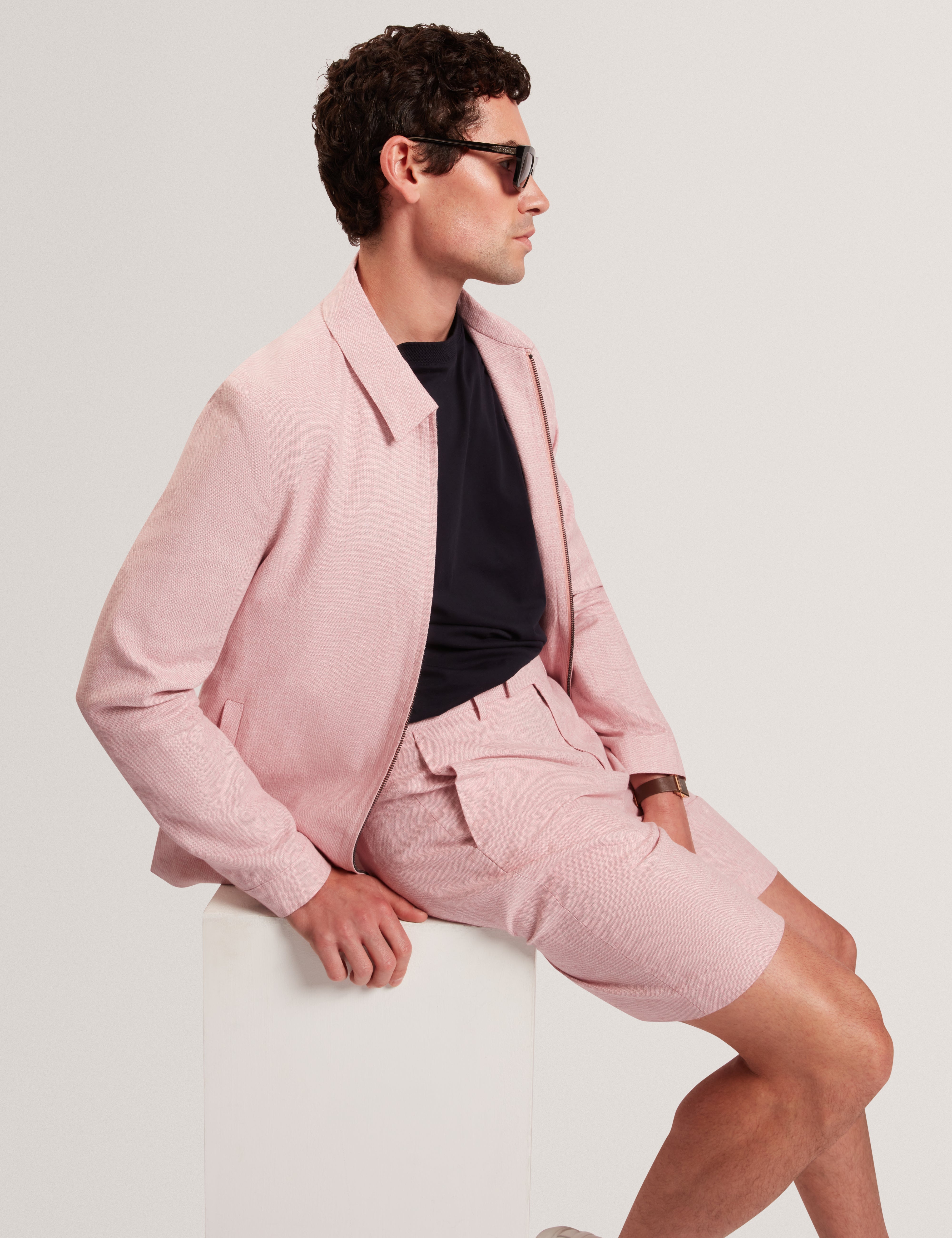 Ashleyj Slim Fit Linen Blend Jacket Lt-Pink