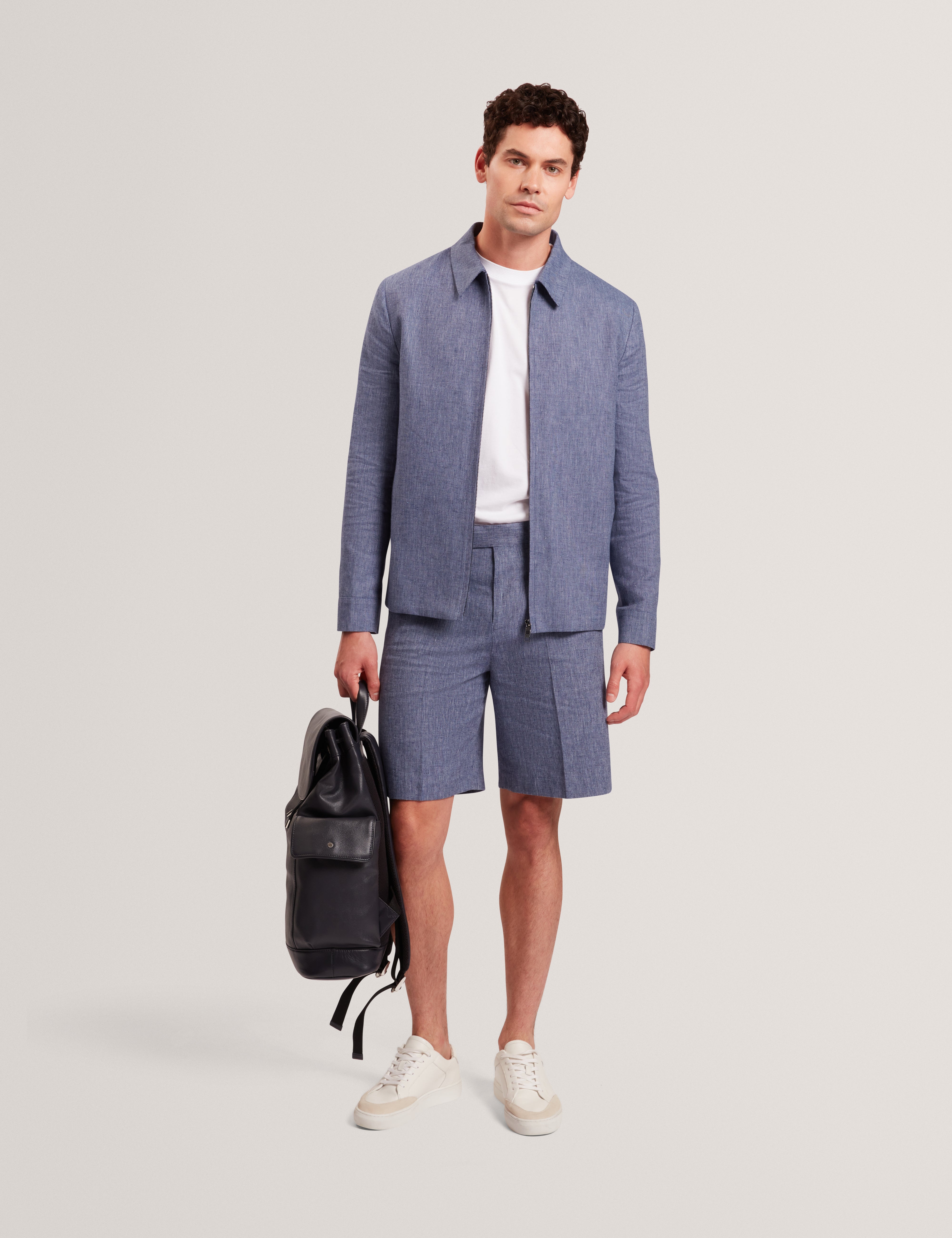 Ashleyj Slim Fit Linen Blend Jacket Navy