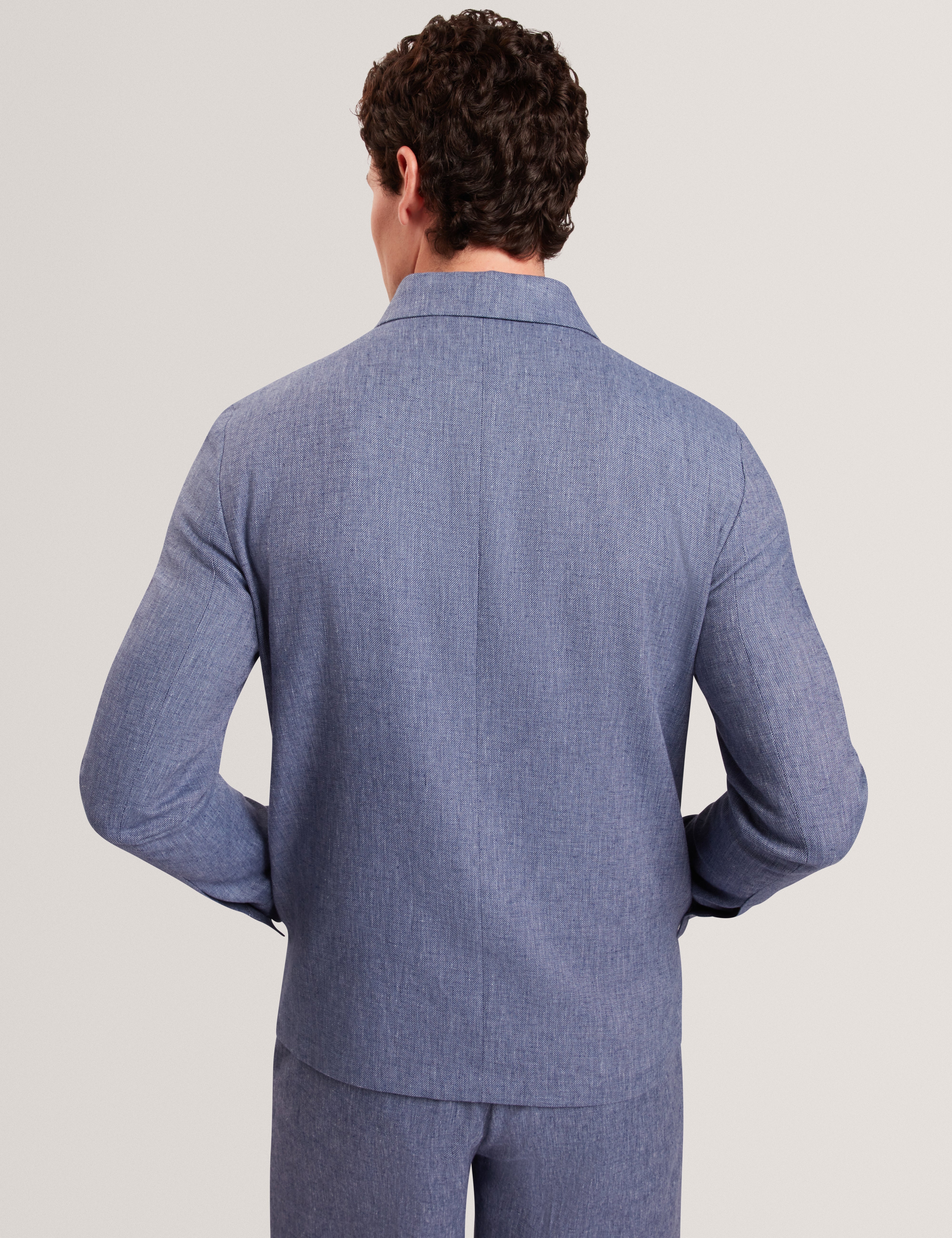 Ashleyj Slim Fit Linen Blend Jacket Navy