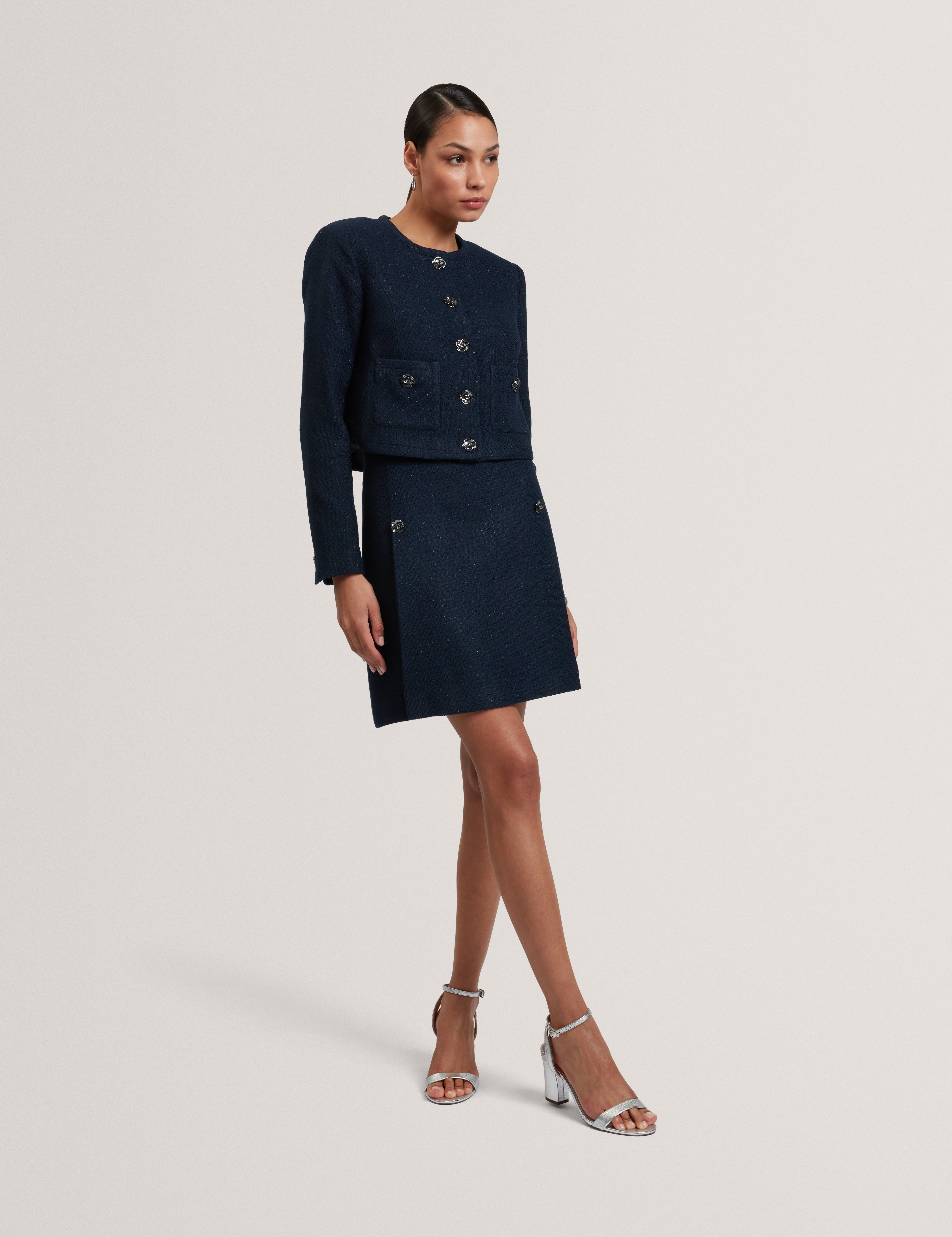 Floxas Boucle Mini Skirt Navy