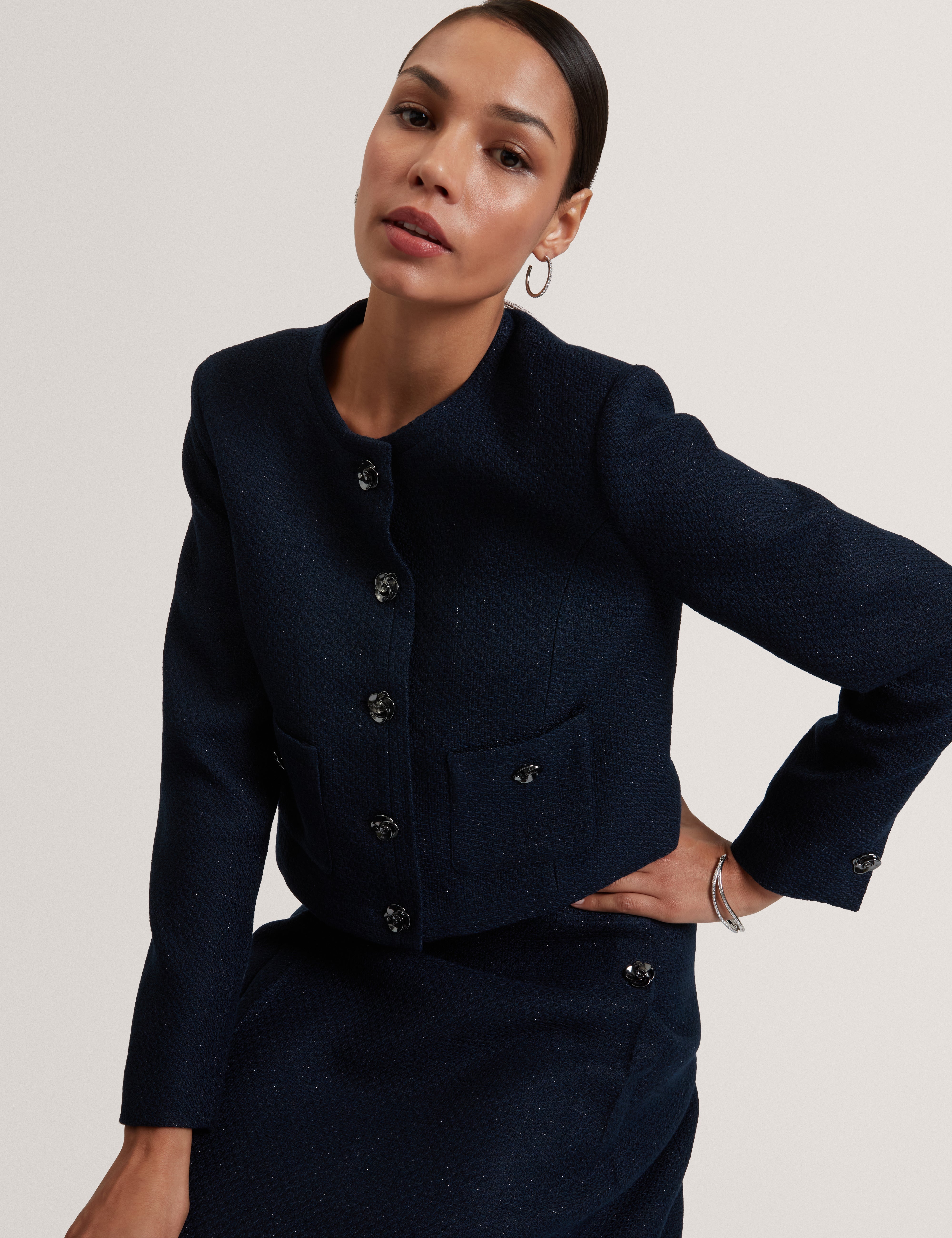 Floxas Boucle Mini Skirt Navy