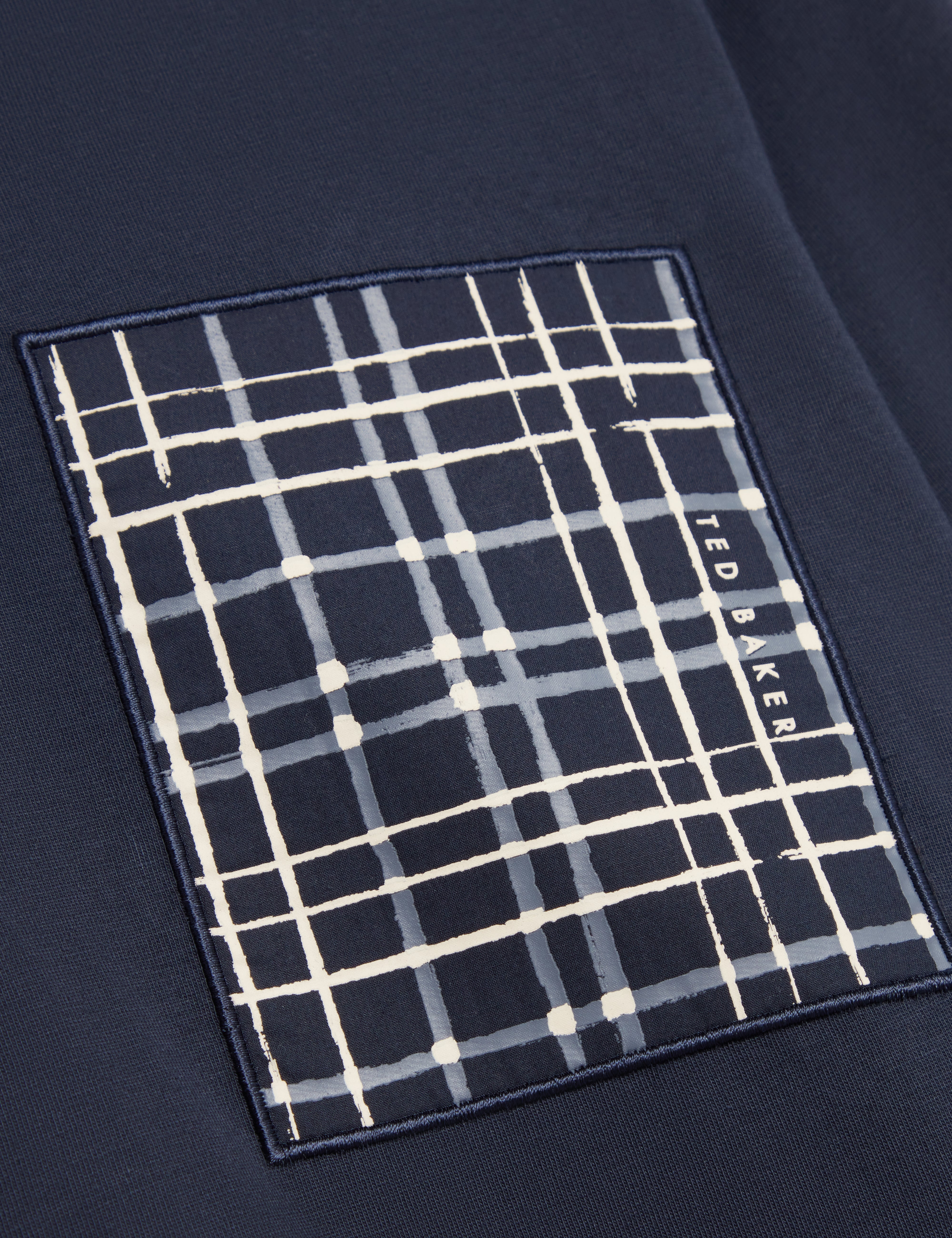 Sinino Long Sleeve Box Print T-Shirt Navy