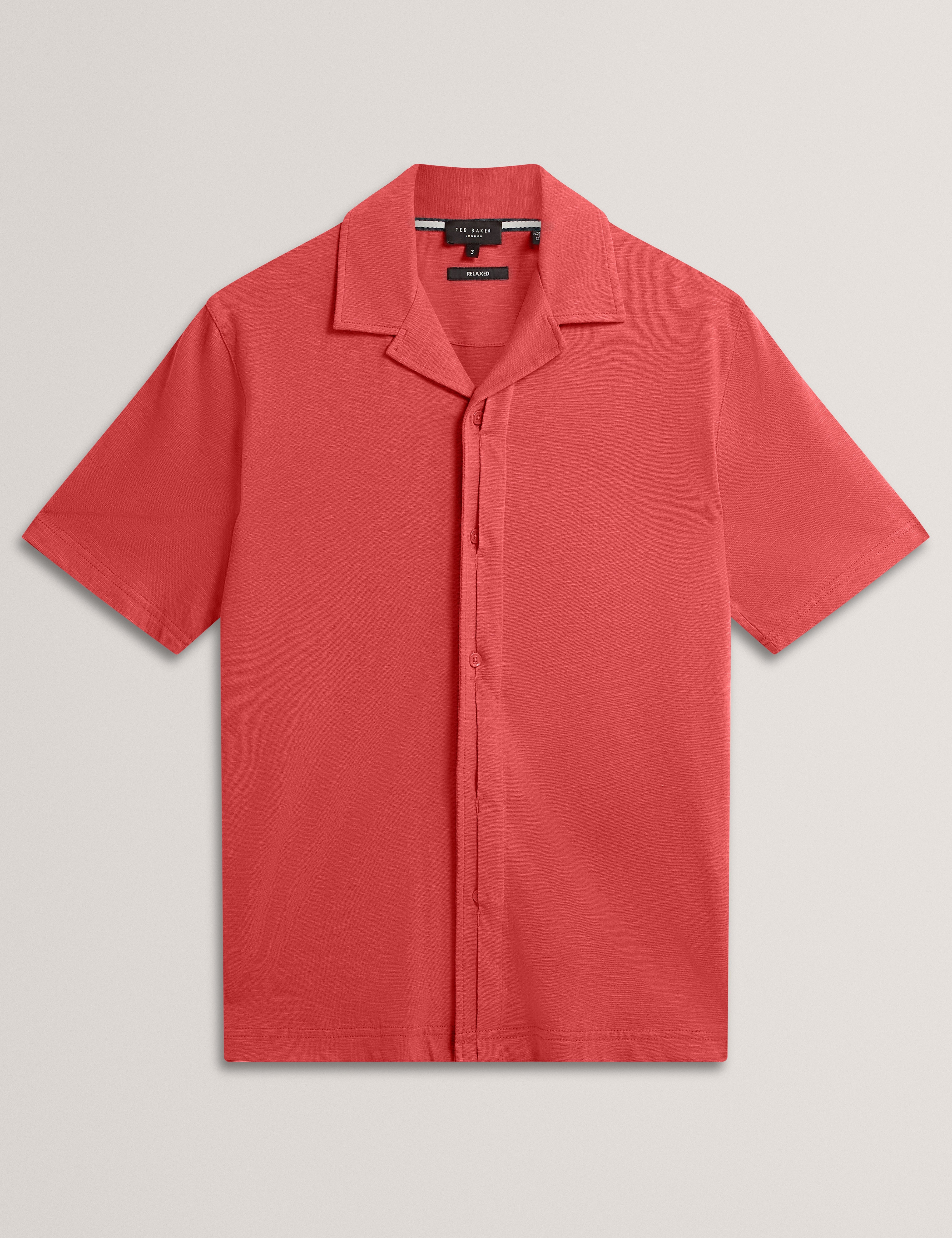 Fendry Short Sleeve Linen Button Through Polo Deep-Pink