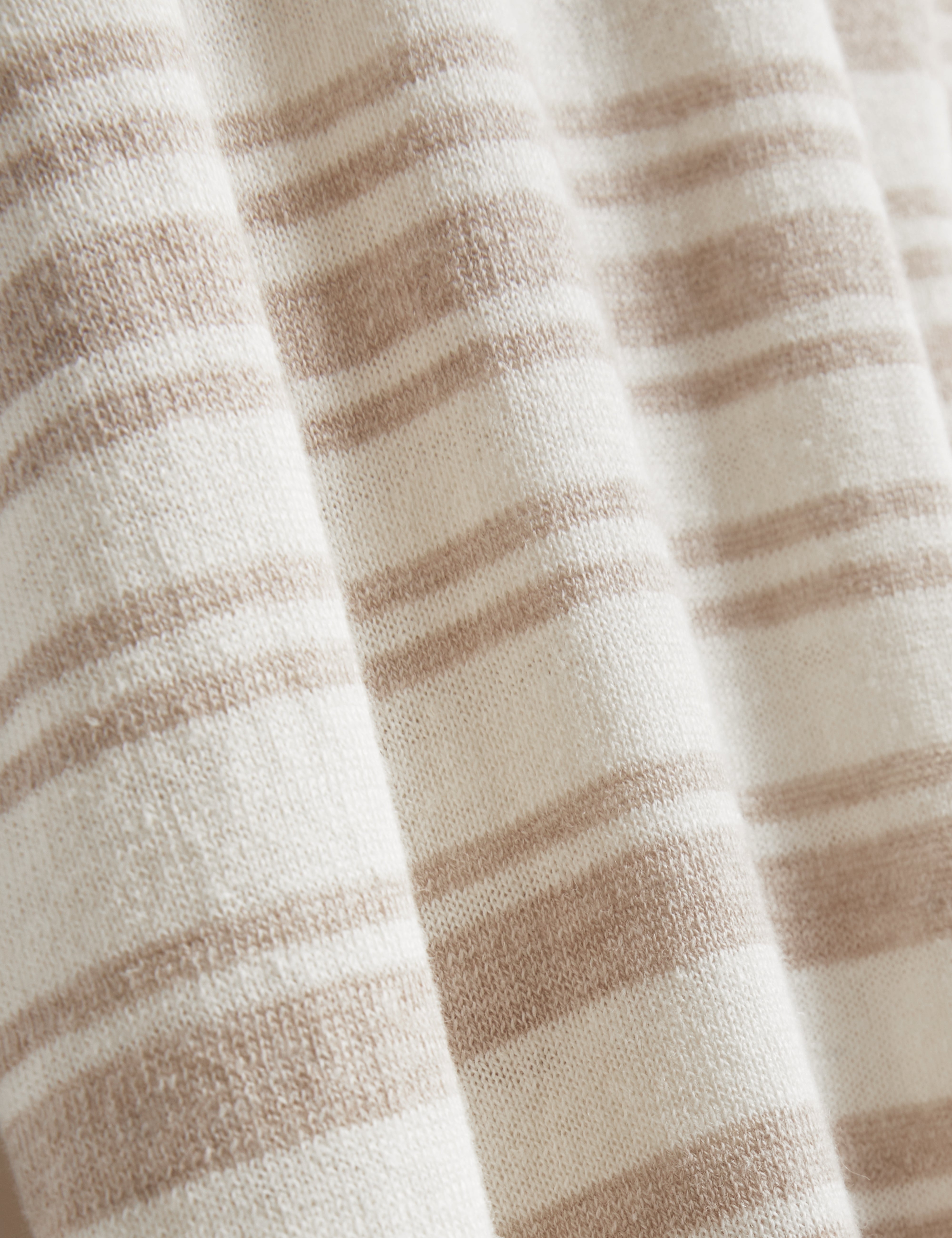 Ebrg Linen Blend Stripe Knitted T-Shirt Ecru