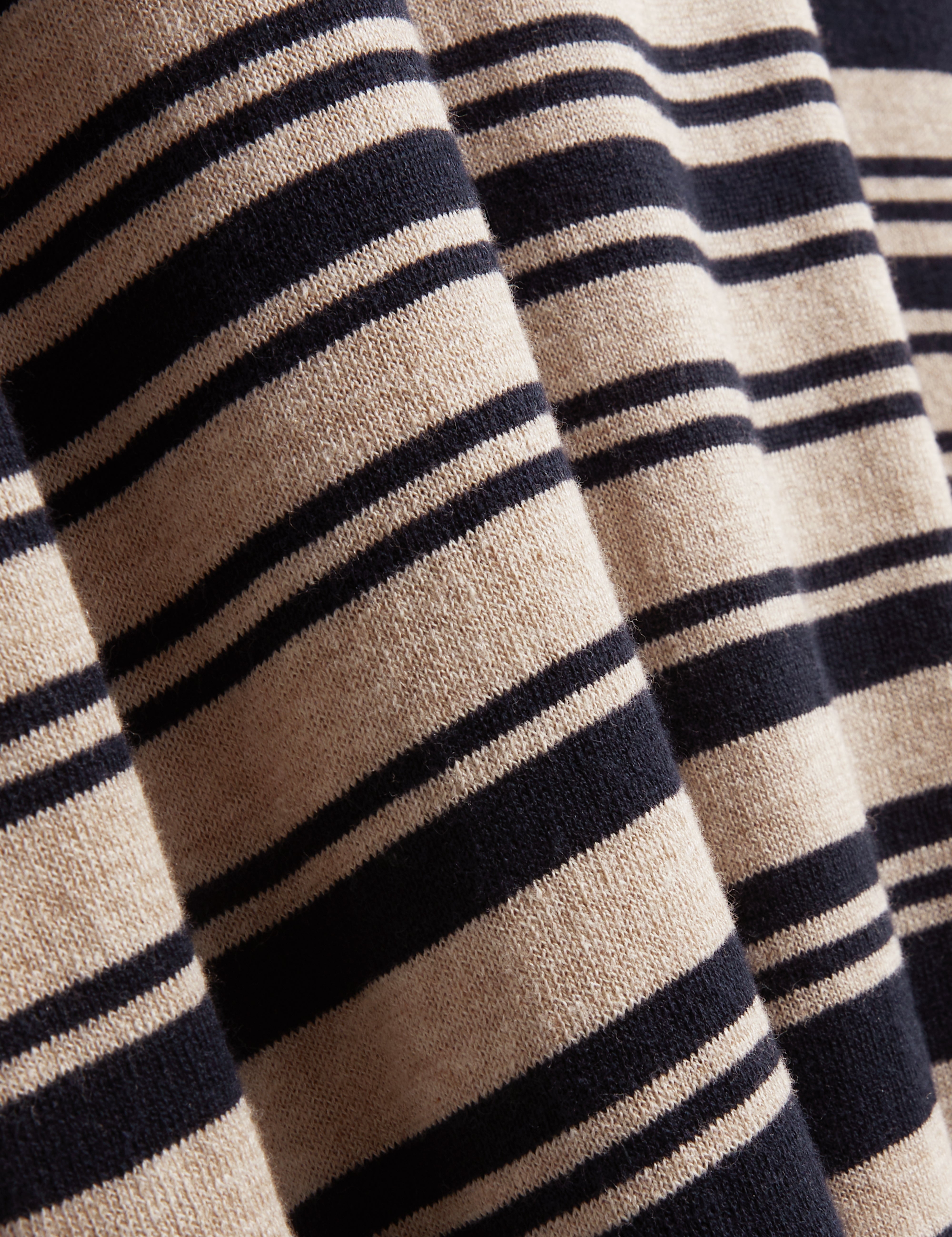 Ebrg Linen Blend Stripe Knitted T-Shirt Navy