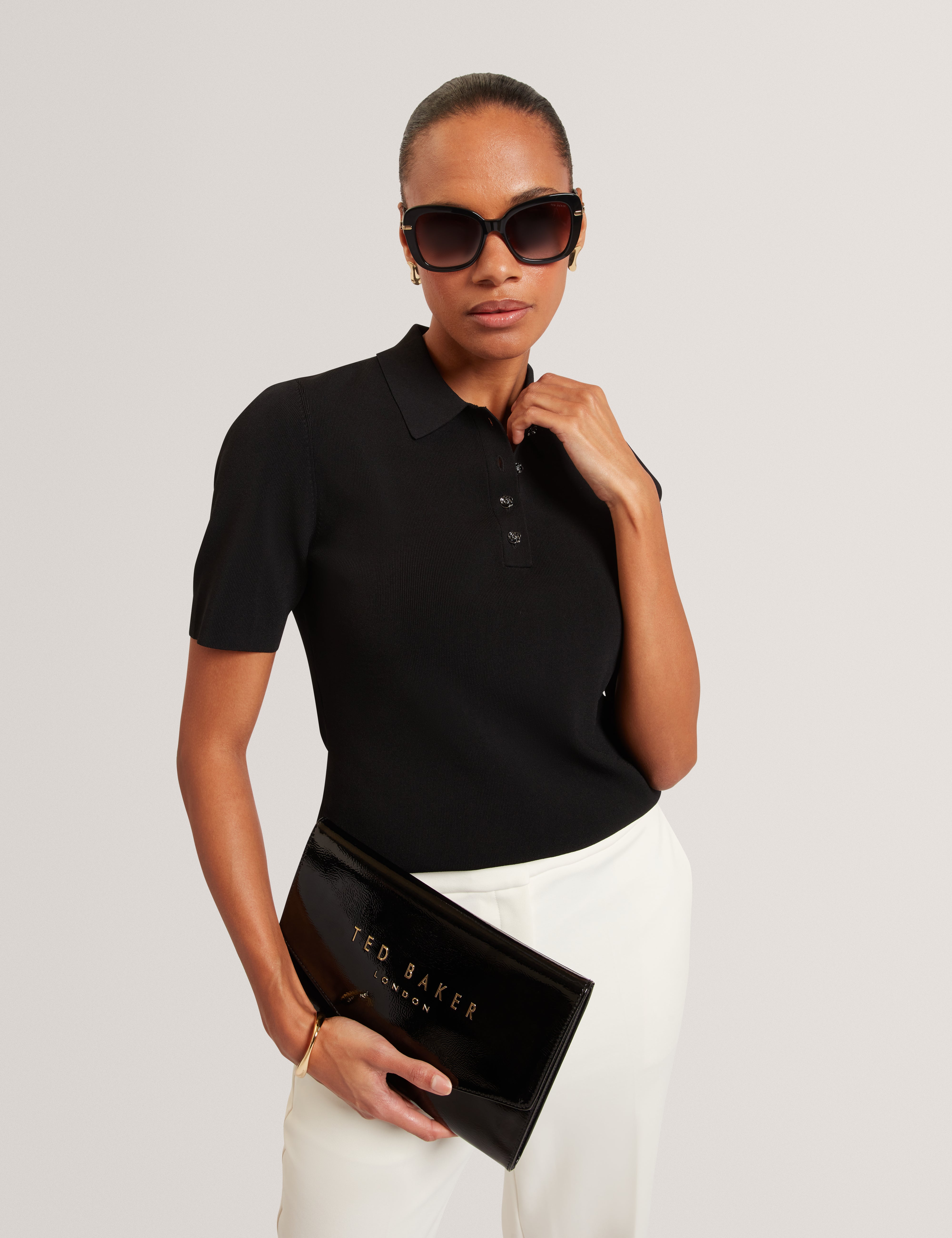 Elbeth Knitted Short Sleeve Polo Black