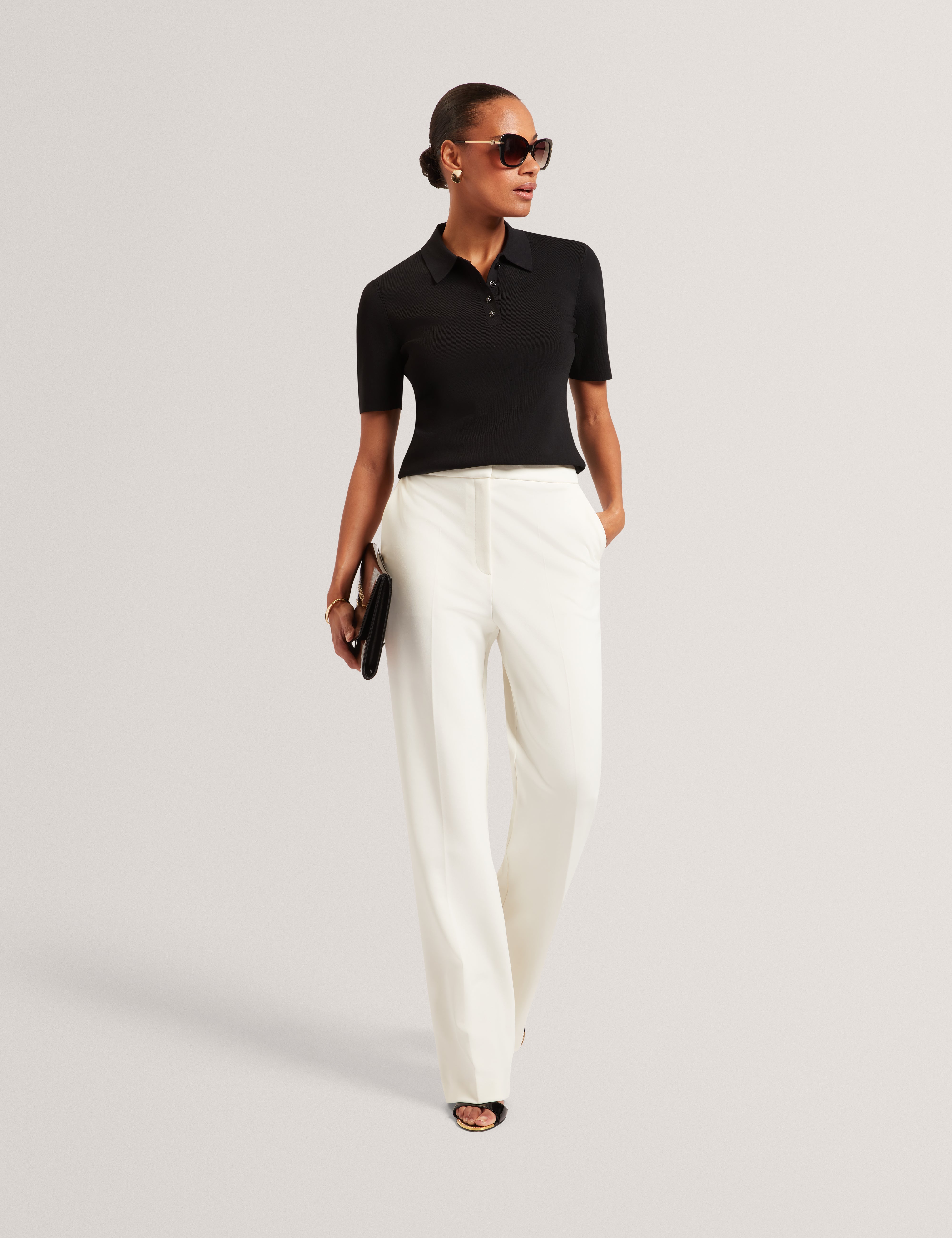 Elbeth Knitted Short Sleeve Polo Black