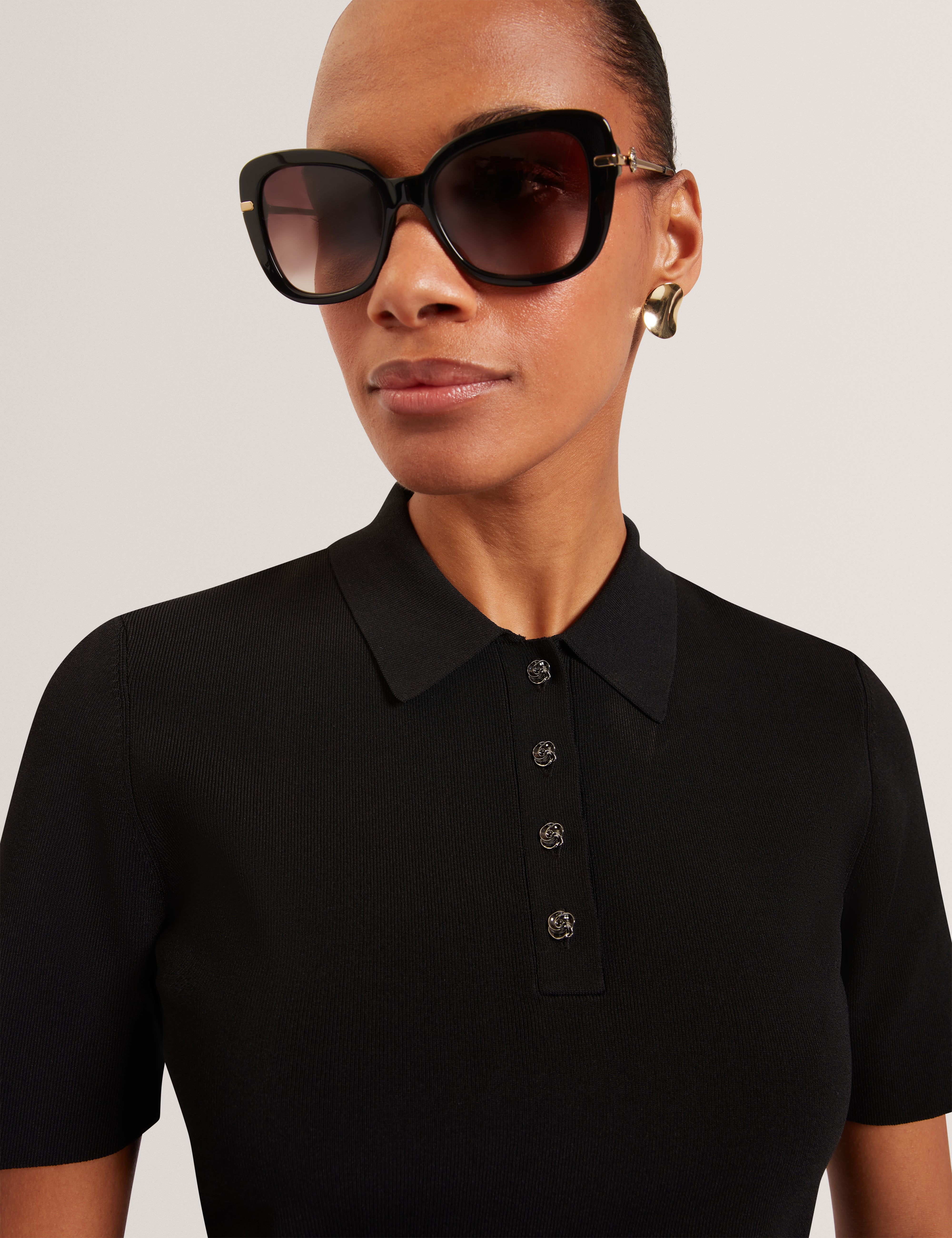 Elbeth Knitted Short Sleeve Polo Black