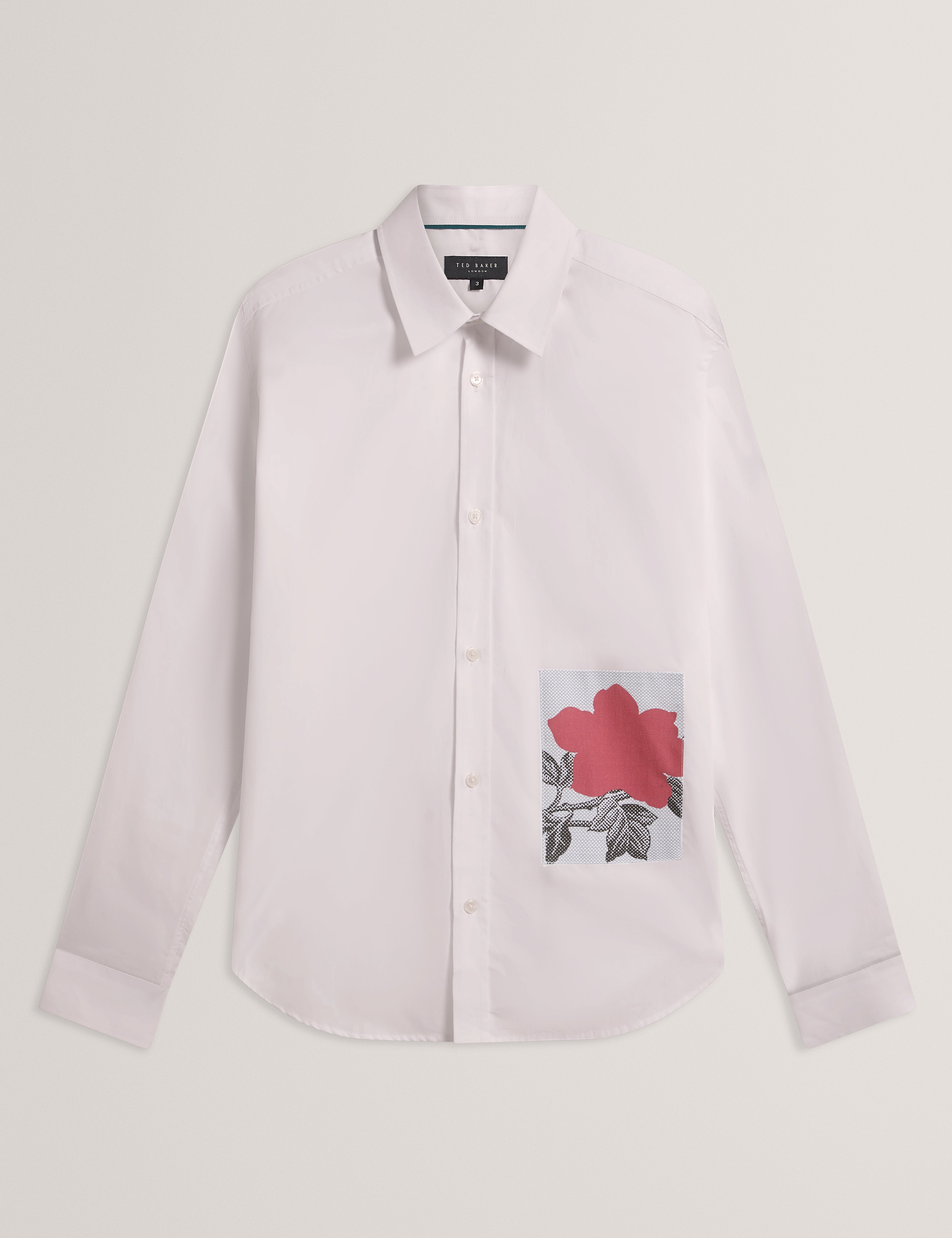 Alviro Long Sleeve Relaxed Placement Floral Shirt White