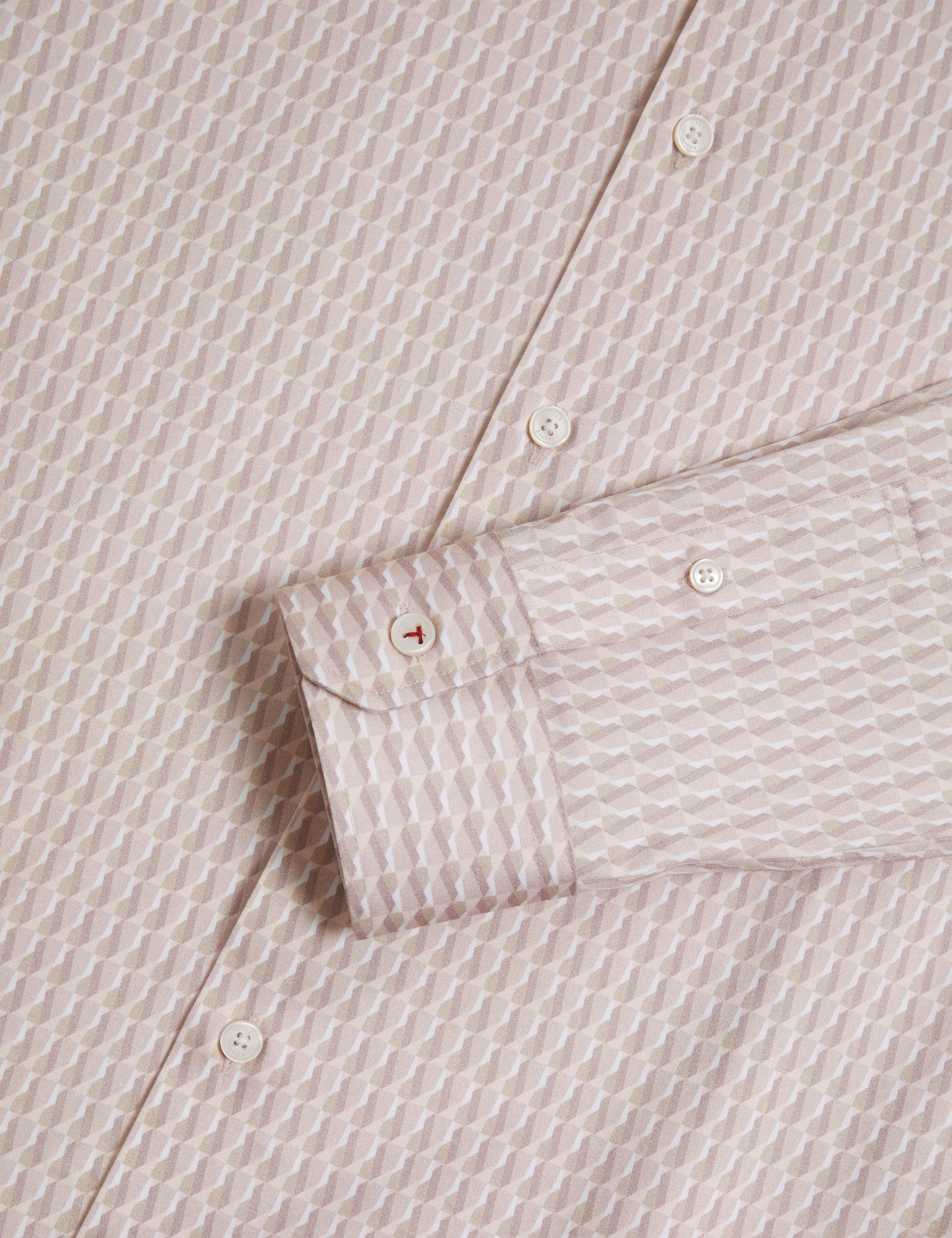 Firdawi Long Sleeve Slim Stripe Geo Shirt Mid-Pink